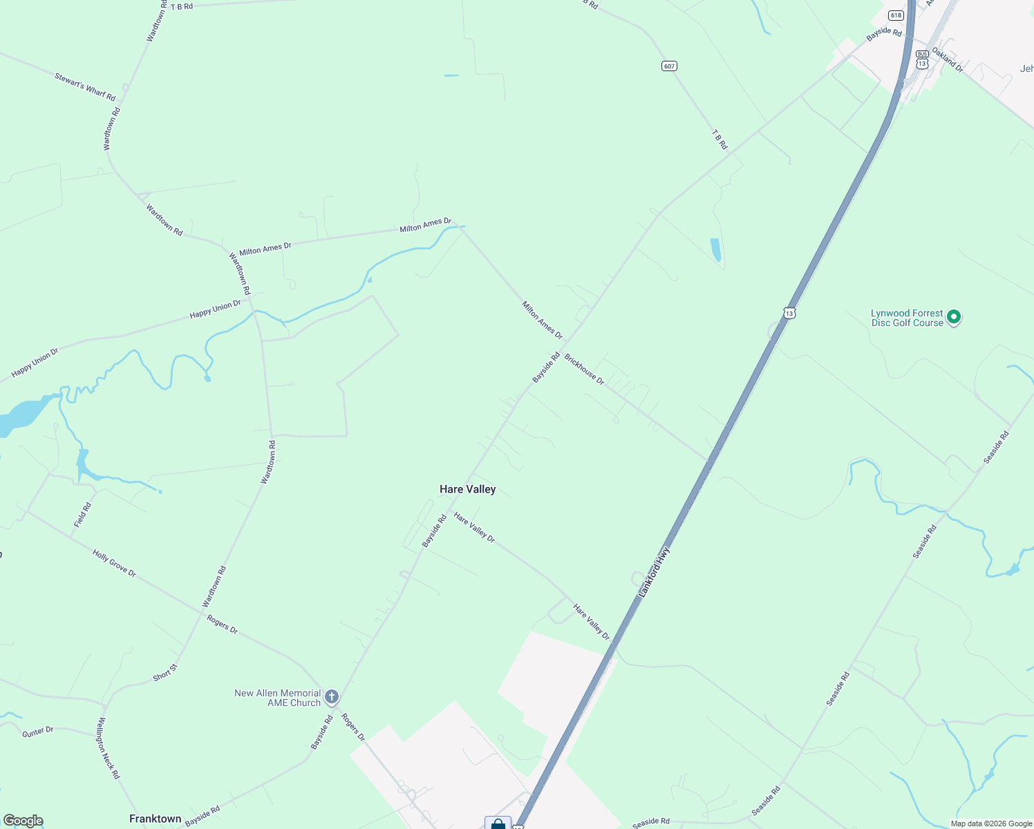 map of restaurants, bars, coffee shops, grocery stores, and more near 6001 Bayside Road in Exmore