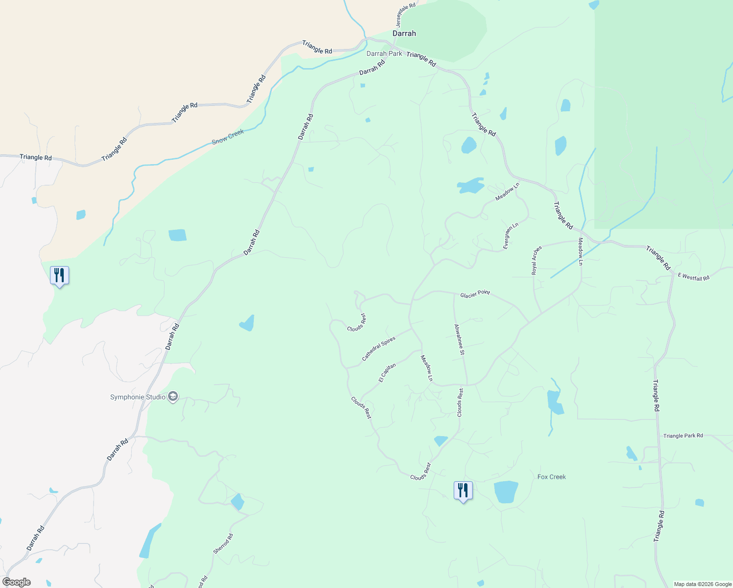 map of restaurants, bars, coffee shops, grocery stores, and more near 5769 Clouds Rest in Mariposa