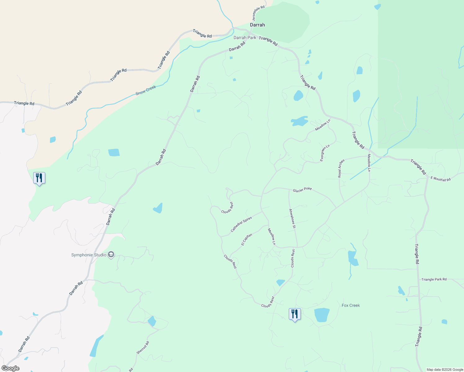 map of restaurants, bars, coffee shops, grocery stores, and more near 5769 Clouds Rest in Mariposa