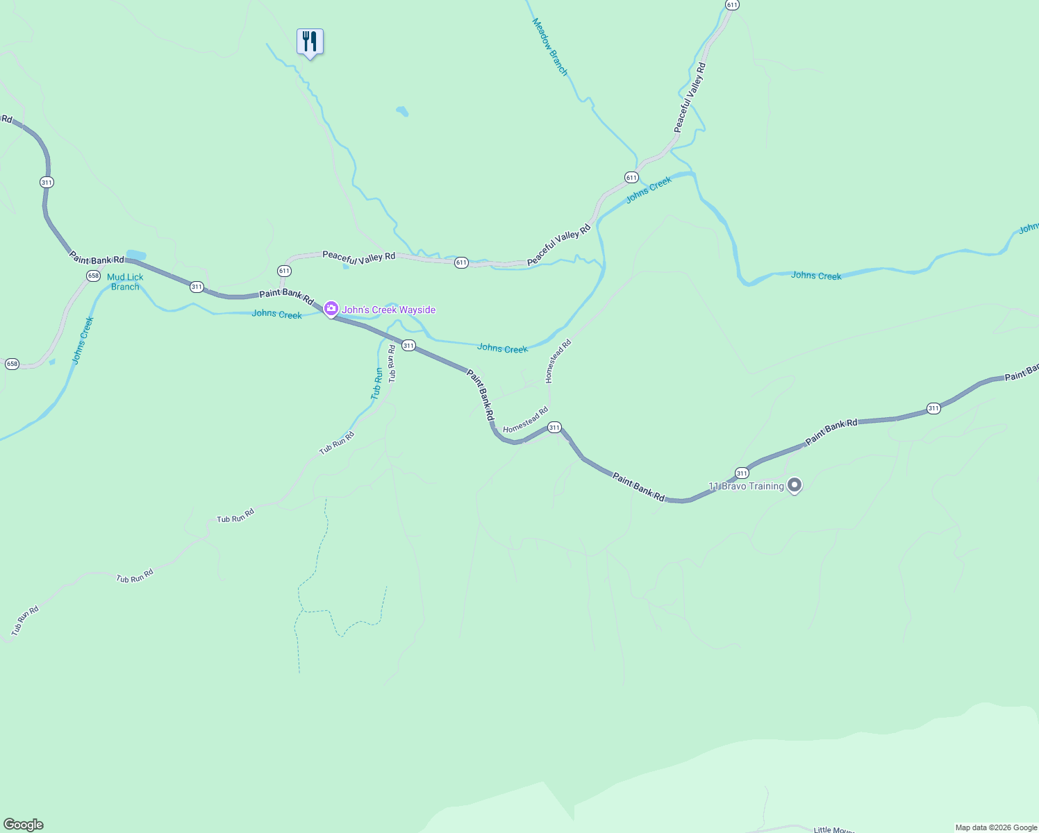 map of restaurants, bars, coffee shops, grocery stores, and more near Highway 311 in New Castle