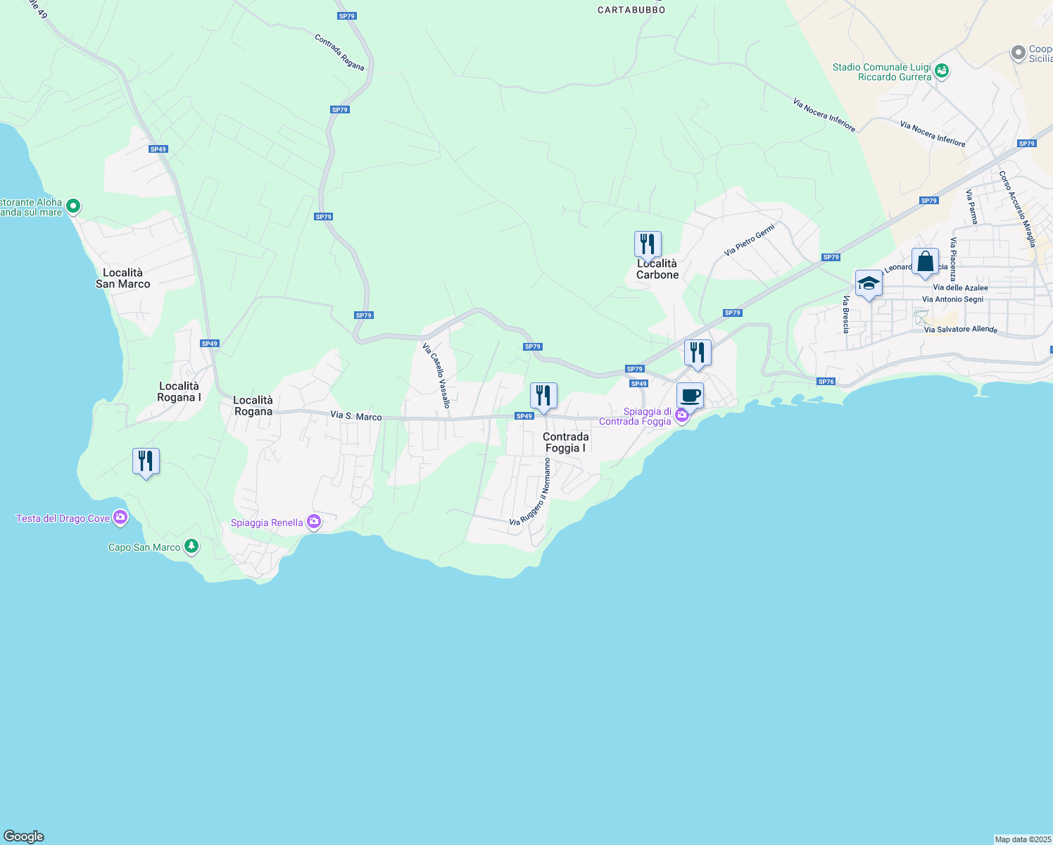 map of restaurants, bars, coffee shops, grocery stores, and more near 1 Via Federico II in Libero consorzio comunale di Agrigento