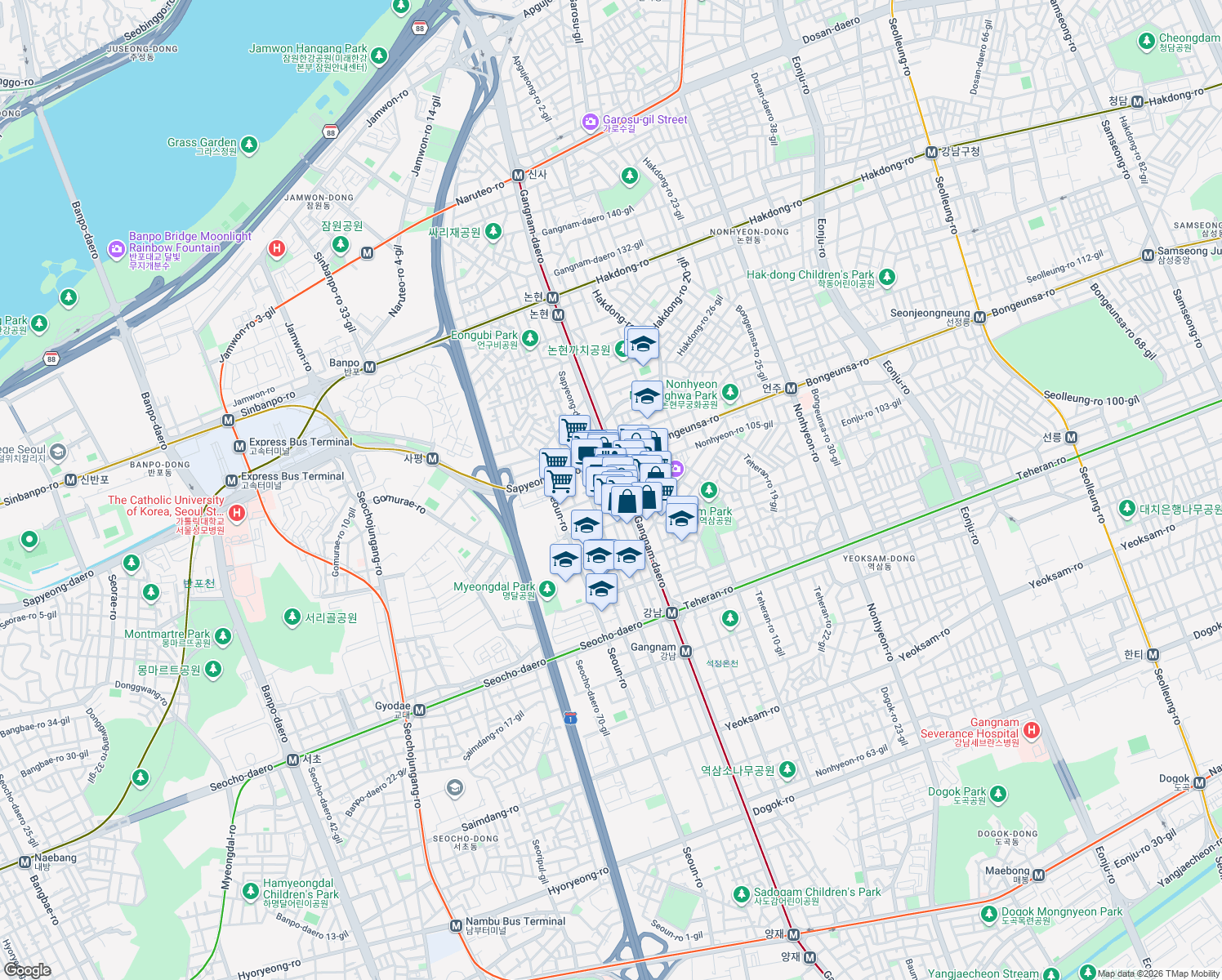 map of restaurants, bars, coffee shops, grocery stores, and more near in 