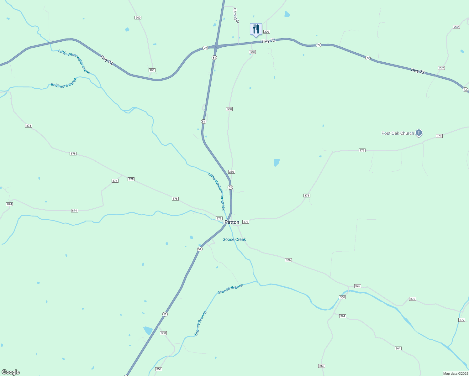 map of restaurants, bars, coffee shops, grocery stores, and more near 1000 Missouri 51 in Patton