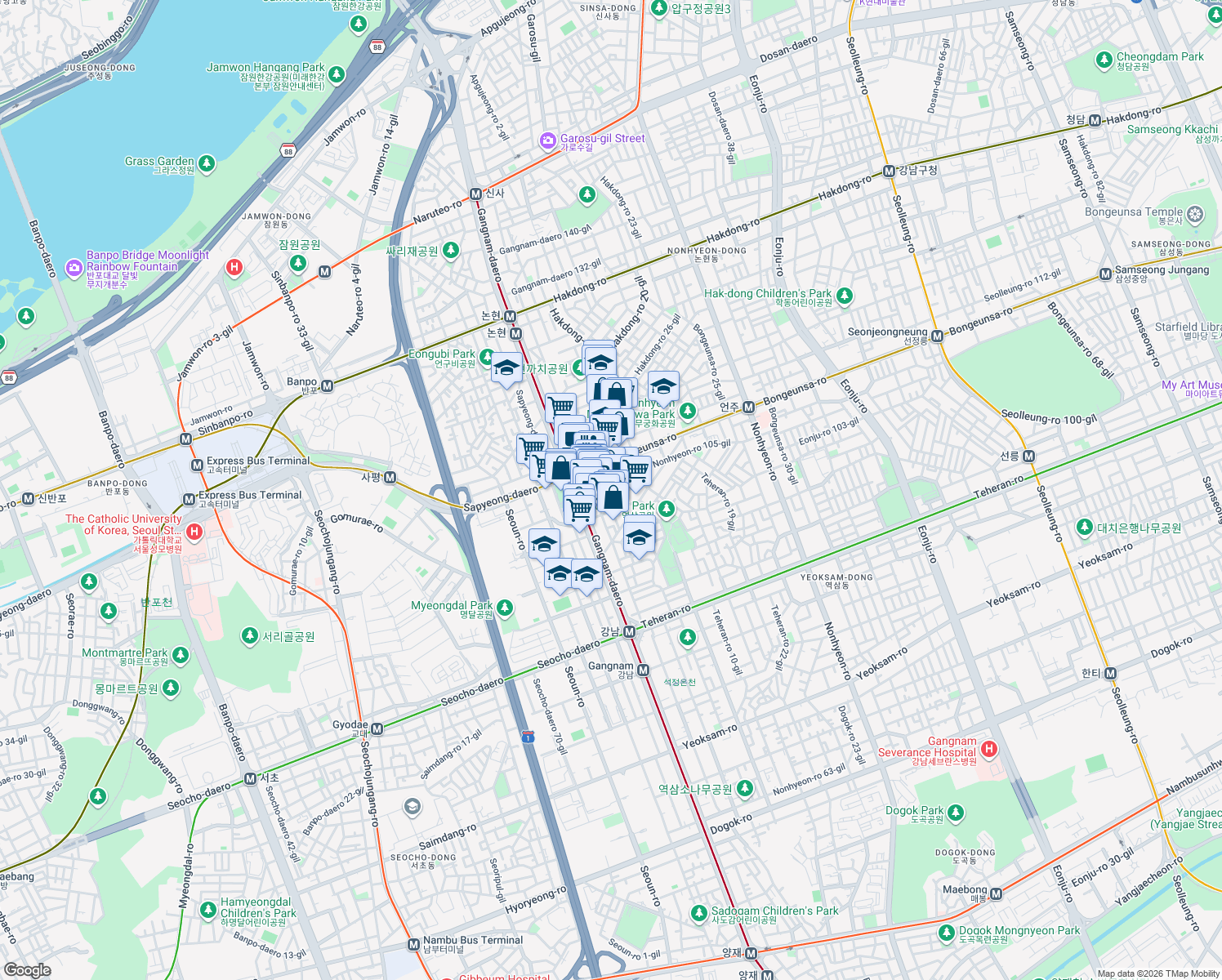 map of restaurants, bars, coffee shops, grocery stores, and more near in 