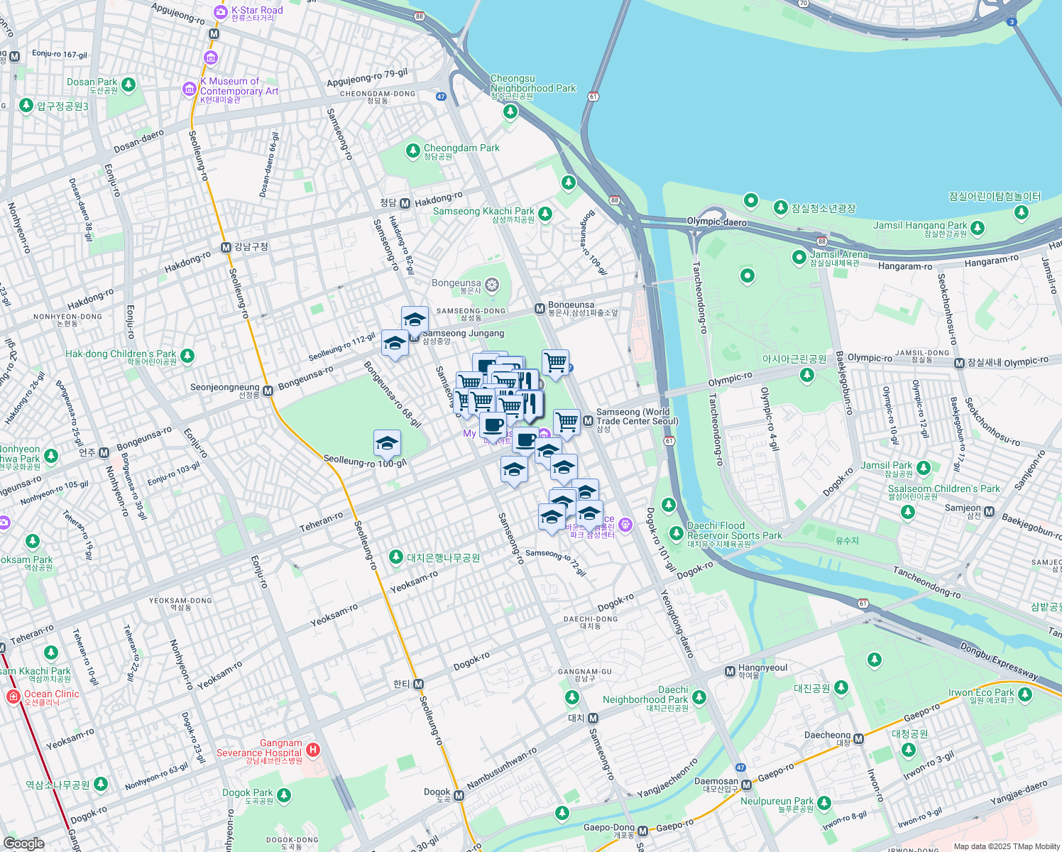 map of restaurants, bars, coffee shops, grocery stores, and more near in 