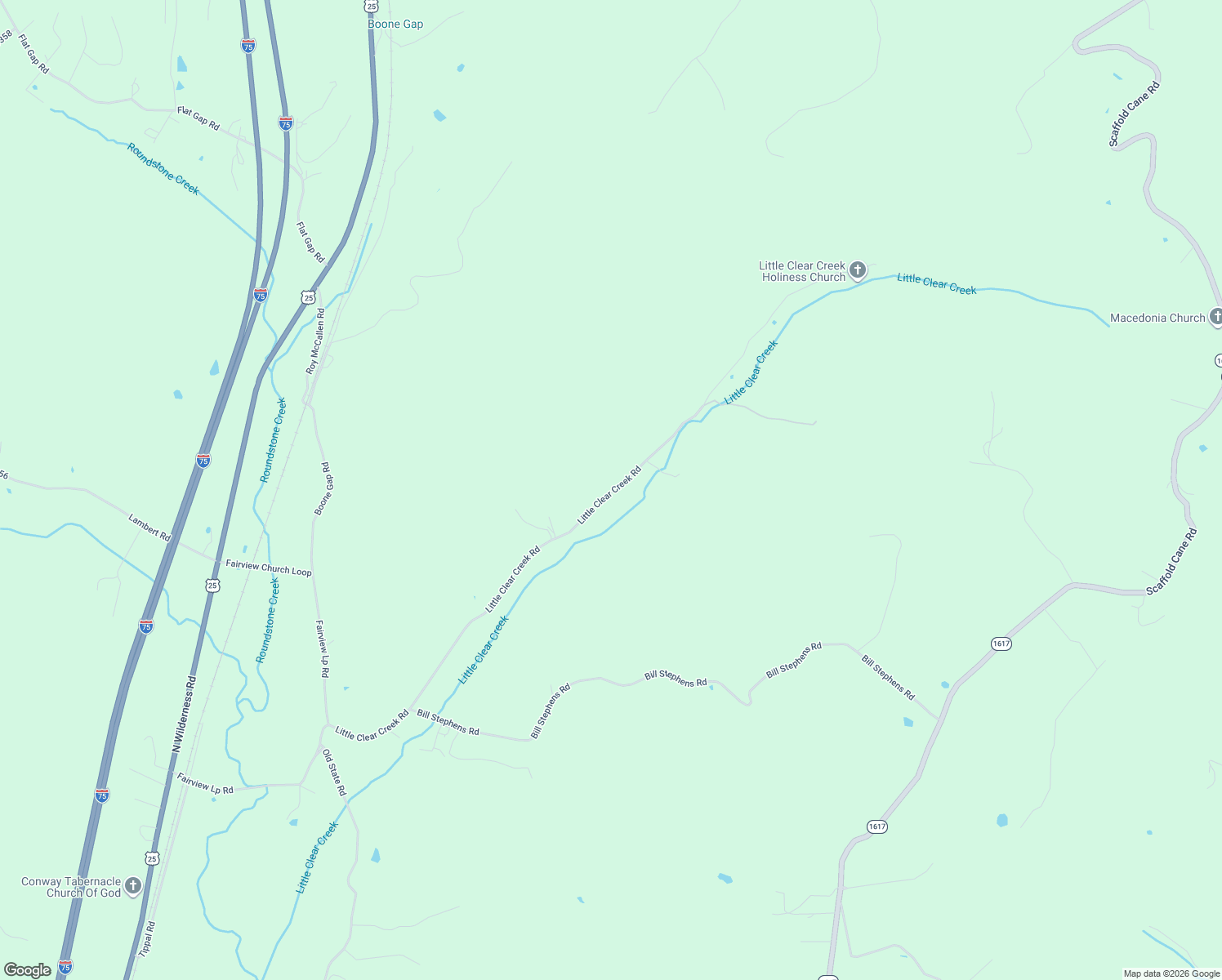map of restaurants, bars, coffee shops, grocery stores, and more near Little Clear Creek Road in Mount Vernon