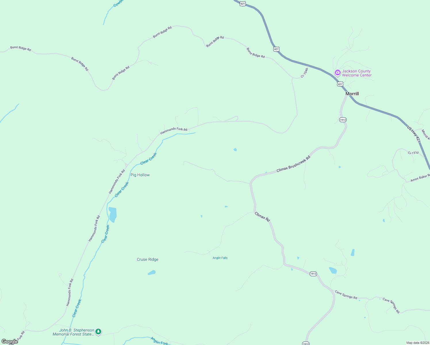 map of restaurants, bars, coffee shops, grocery stores, and more near North Cruse Ridge Road in Rockcastle County