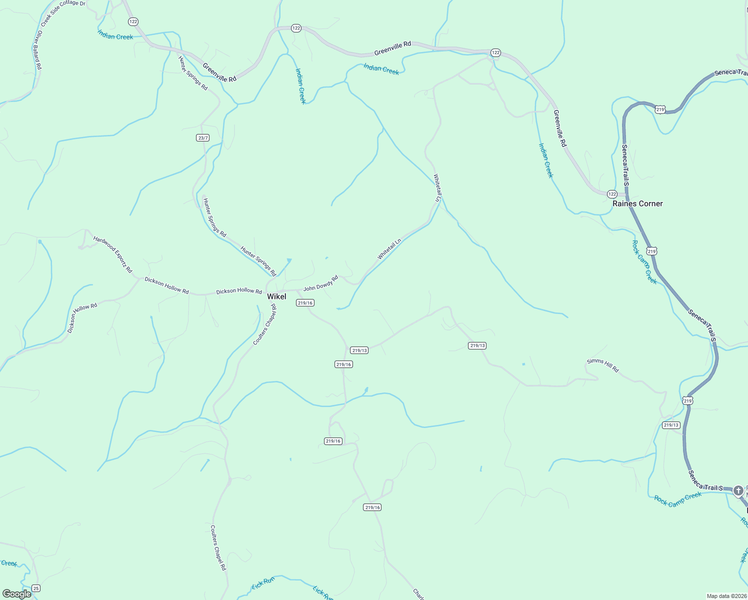 map of restaurants, bars, coffee shops, grocery stores, and more near 2046 Simms Hill Road in Lindside