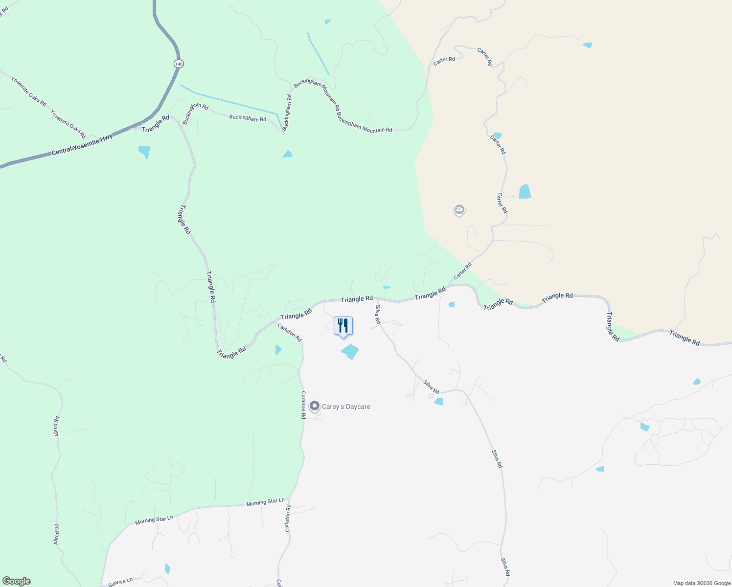 map of restaurants, bars, coffee shops, grocery stores, and more near 4547-4561 Triangle Road in Mariposa