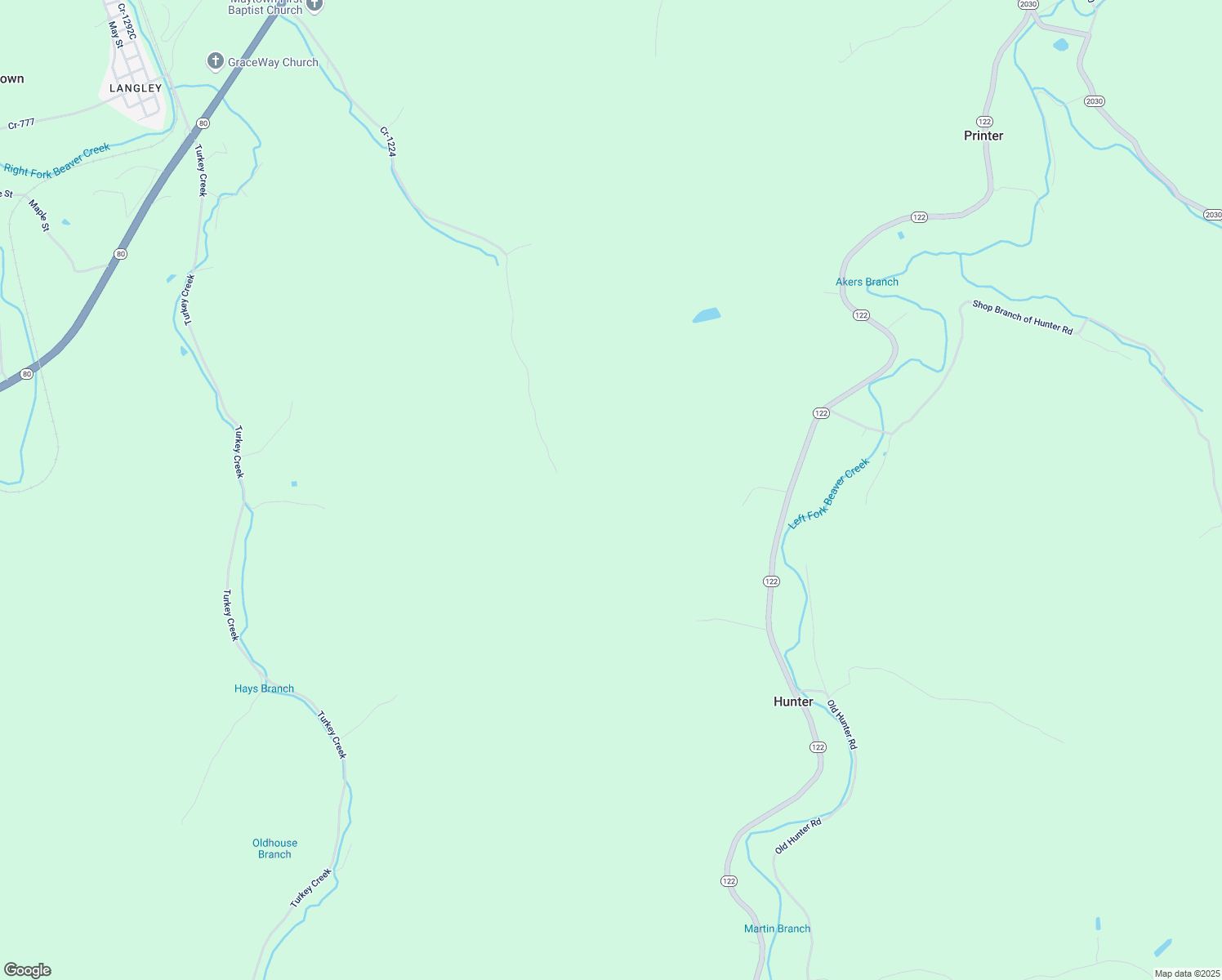 map of restaurants, bars, coffee shops, grocery stores, and more near Cr-1224 in Langley