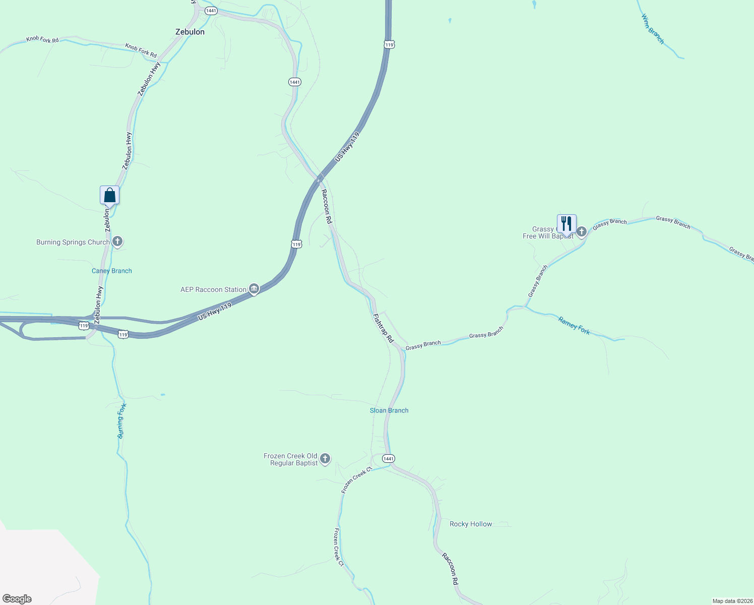 map of restaurants, bars, coffee shops, grocery stores, and more near 1880-1898 Raccoon Rd in Pike