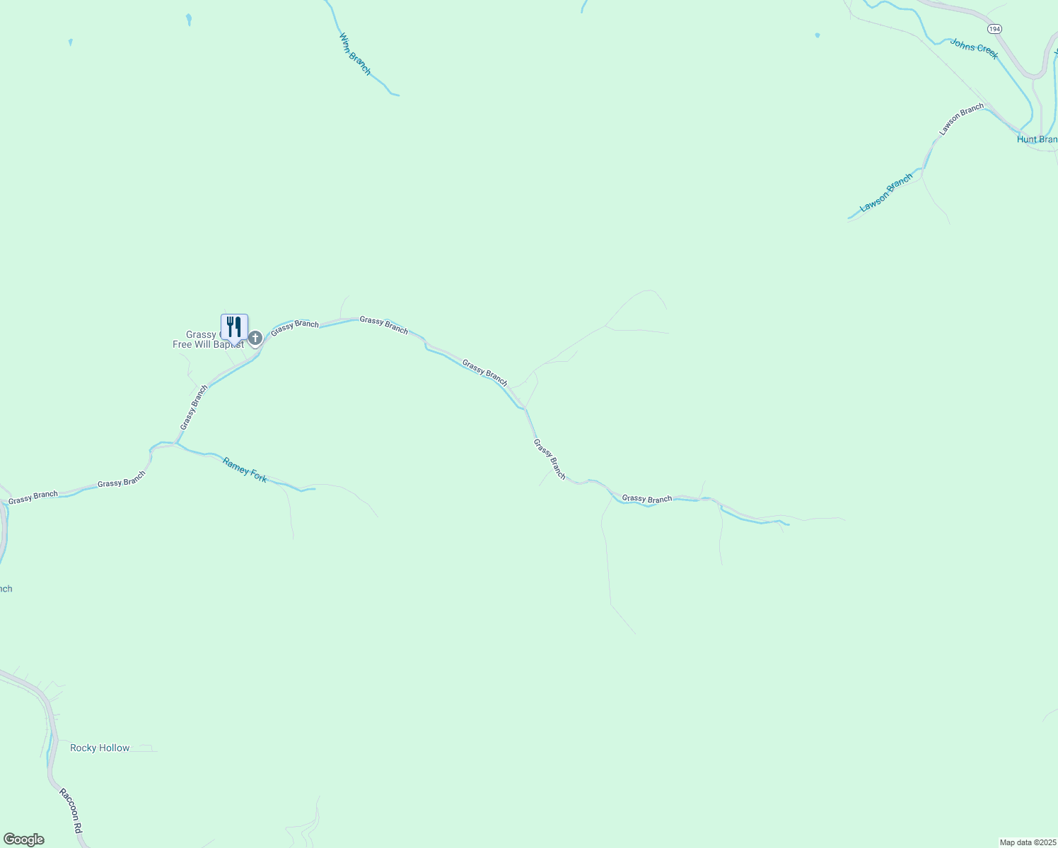 map of restaurants, bars, coffee shops, grocery stores, and more near 2412-2578 Grassy Branch in Raccoon