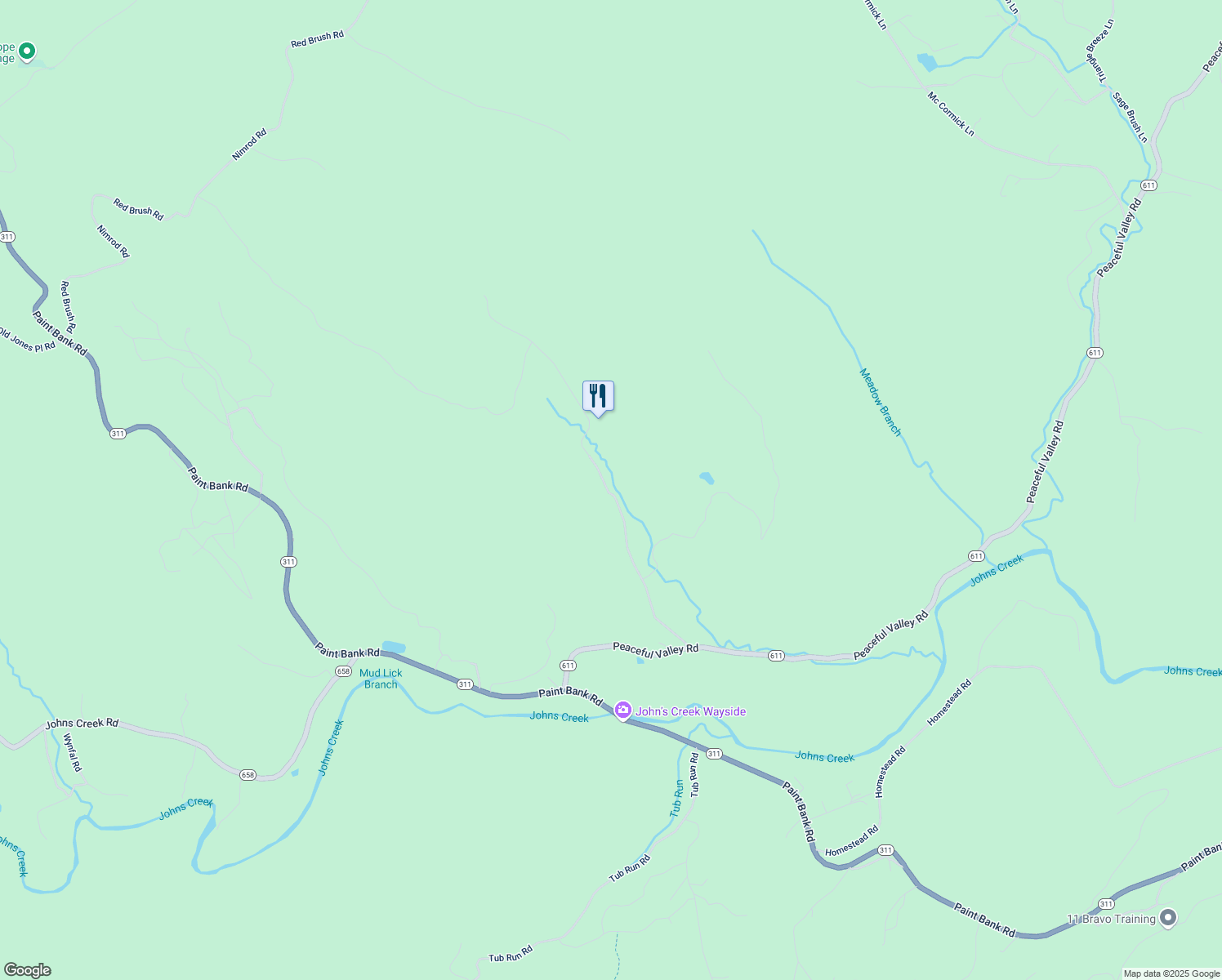 map of restaurants, bars, coffee shops, grocery stores, and more near 451 Peaceful Valley Road in New Castle