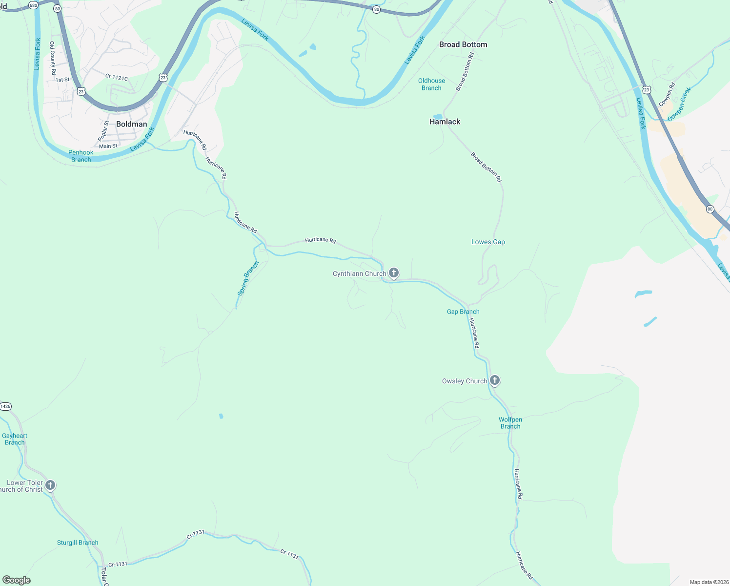 map of restaurants, bars, coffee shops, grocery stores, and more near Patrick Drive in Pikeville