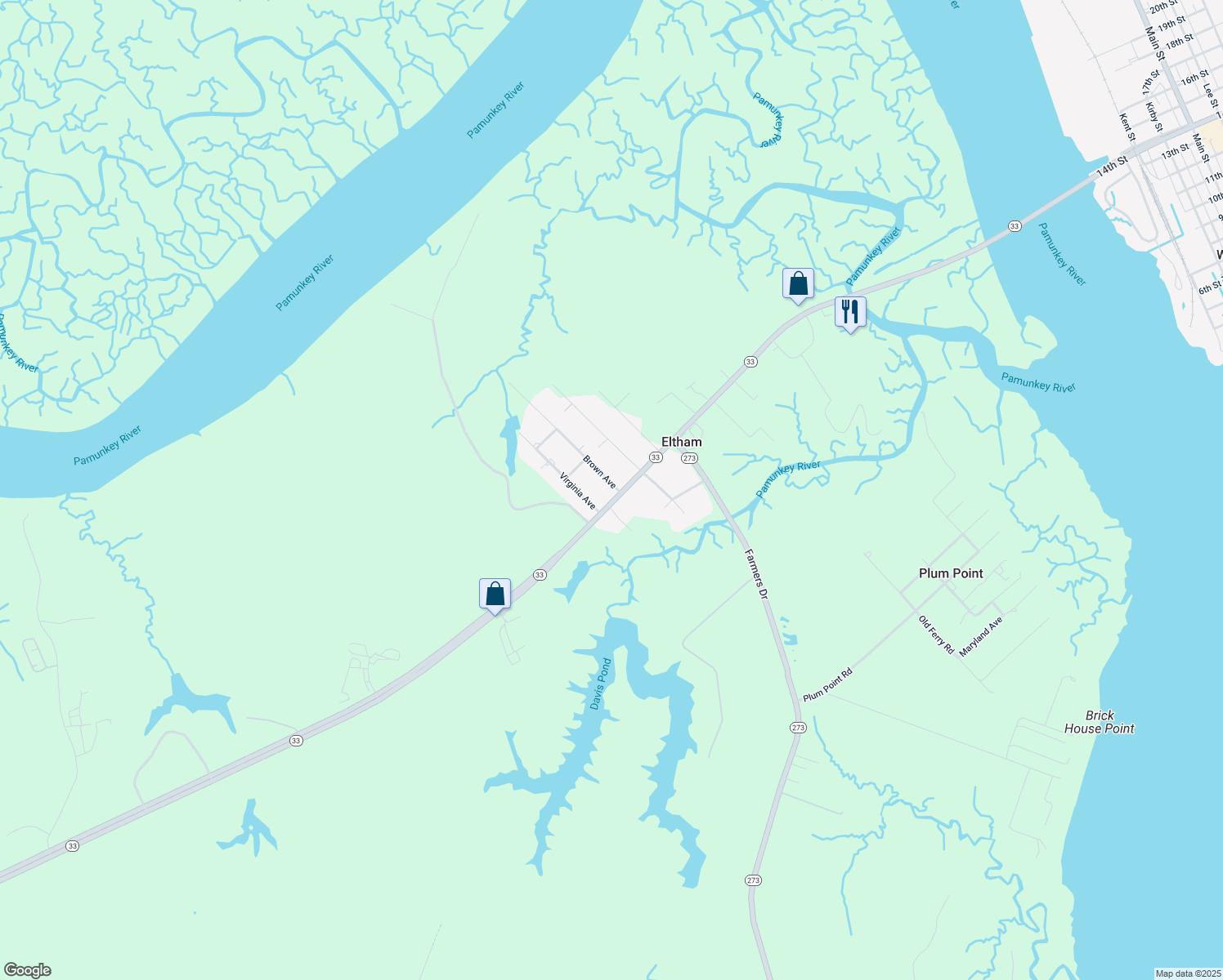 map of restaurants, bars, coffee shops, grocery stores, and more near 8110 Brown Avenue in West Point