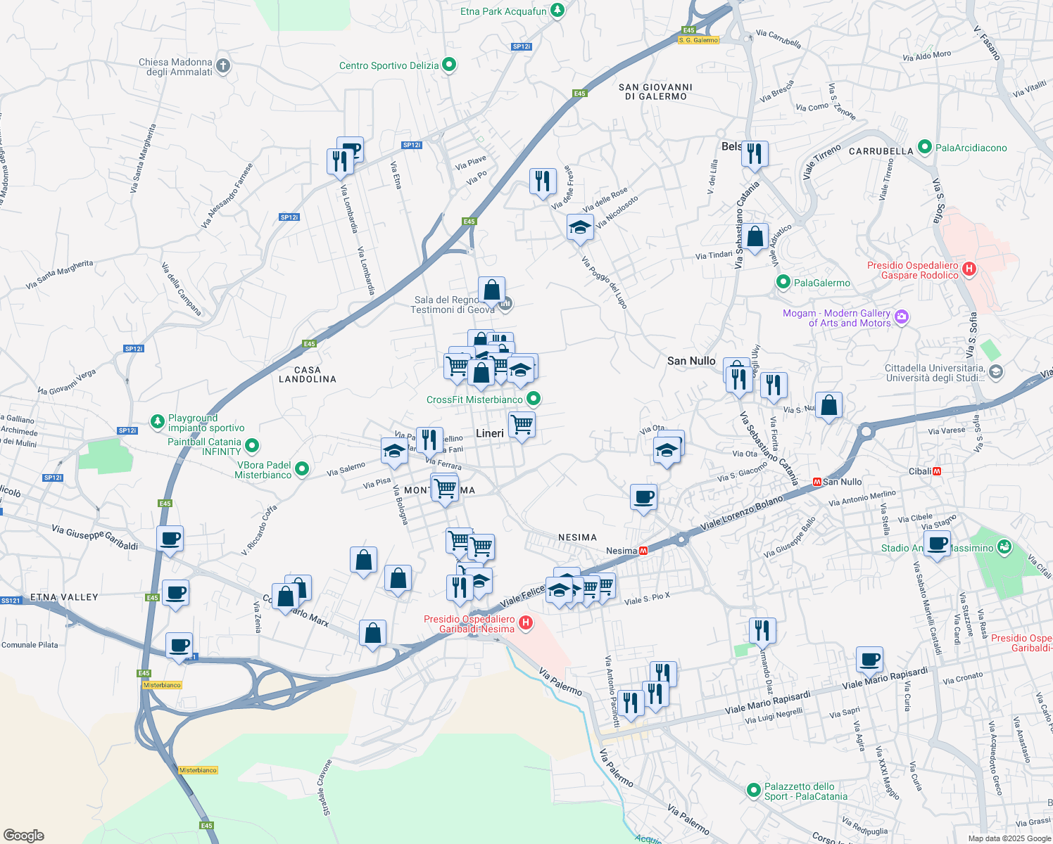 map of restaurants, bars, coffee shops, grocery stores, and more near 4 Via Partigiani D'Italia in Lineri