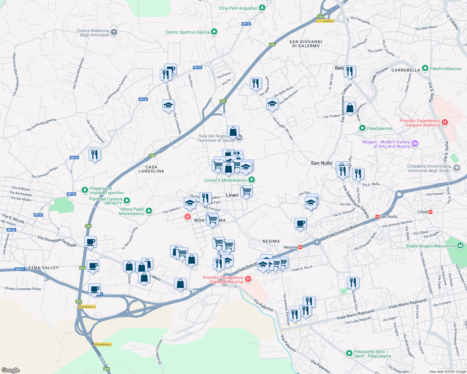 map of restaurants, bars, coffee shops, grocery stores, and more near 3 Via Niccolò Machiavelli in Lineri