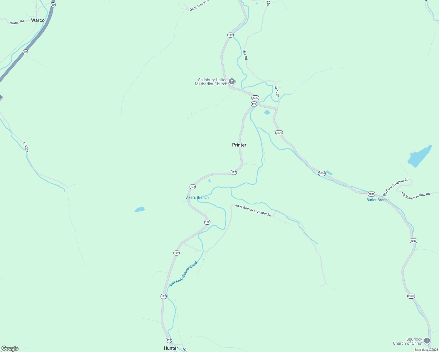 map of restaurants, bars, coffee shops, grocery stores, and more near Woody Lane in Printer