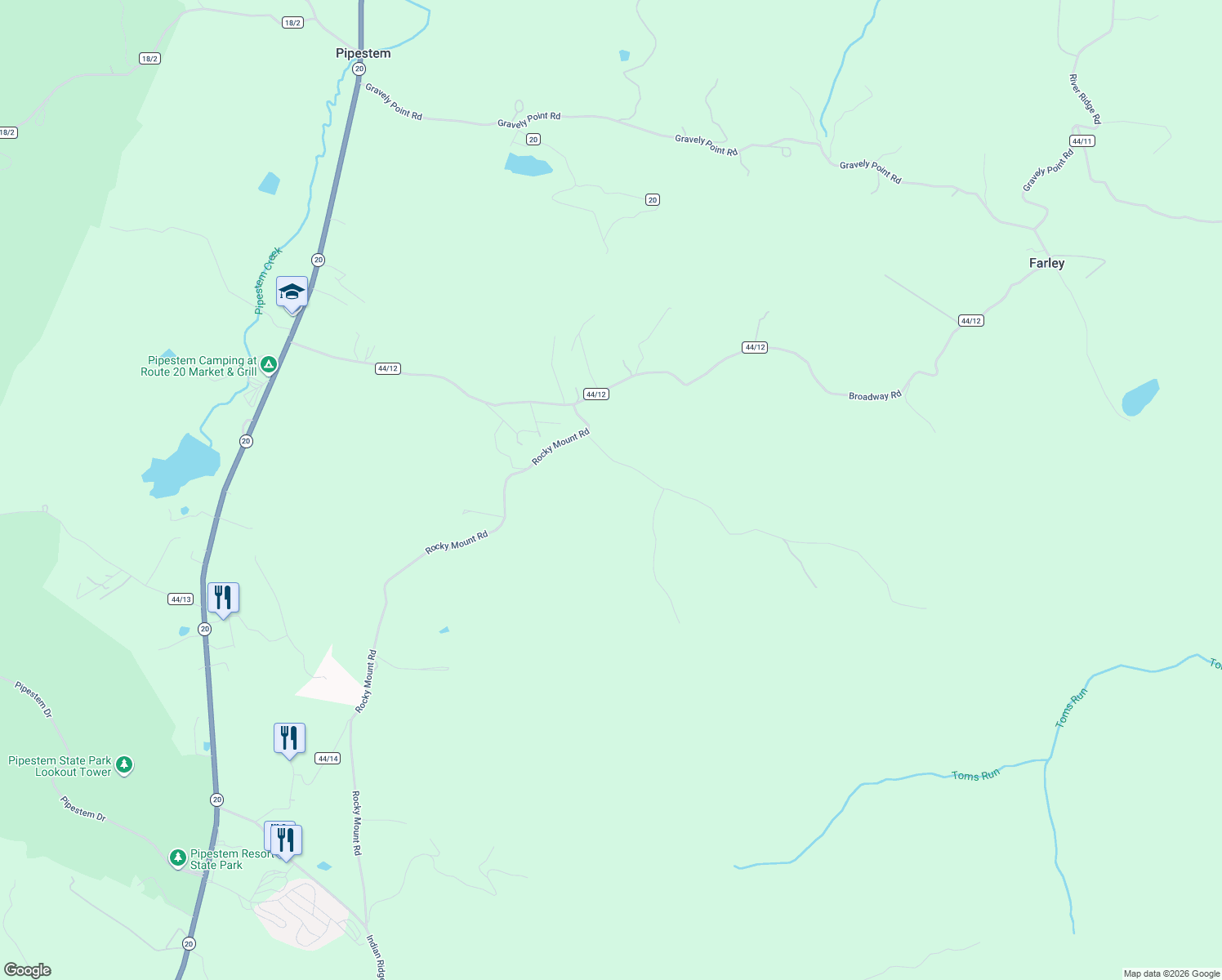 map of restaurants, bars, coffee shops, grocery stores, and more near Pipestem Knob in Pipestem