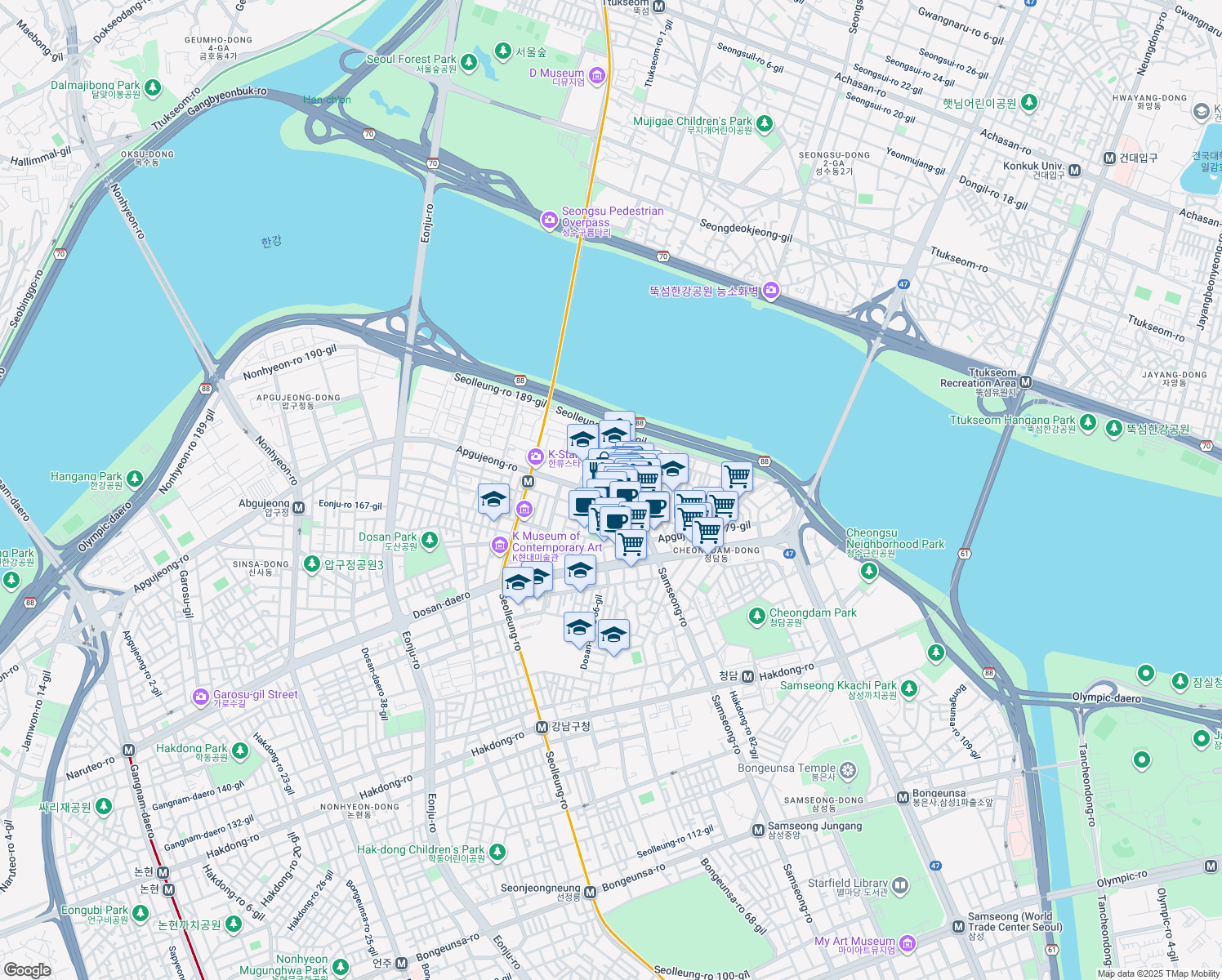 map of restaurants, bars, coffee shops, grocery stores, and more near in 