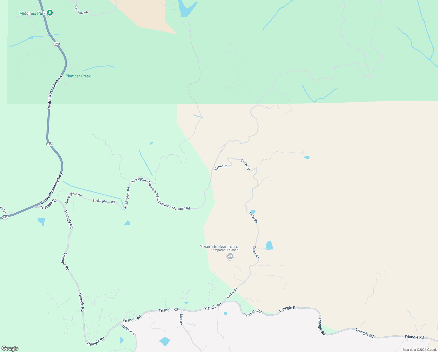 map of restaurants, bars, coffee shops, grocery stores, and more near 4585 Buckingham Mountain Road in Mariposa