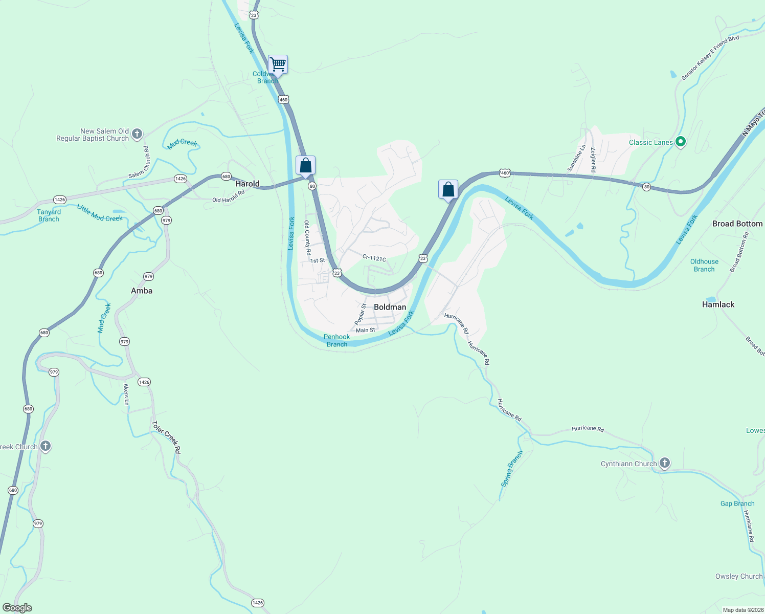 map of restaurants, bars, coffee shops, grocery stores, and more near 48 1st St in Harold