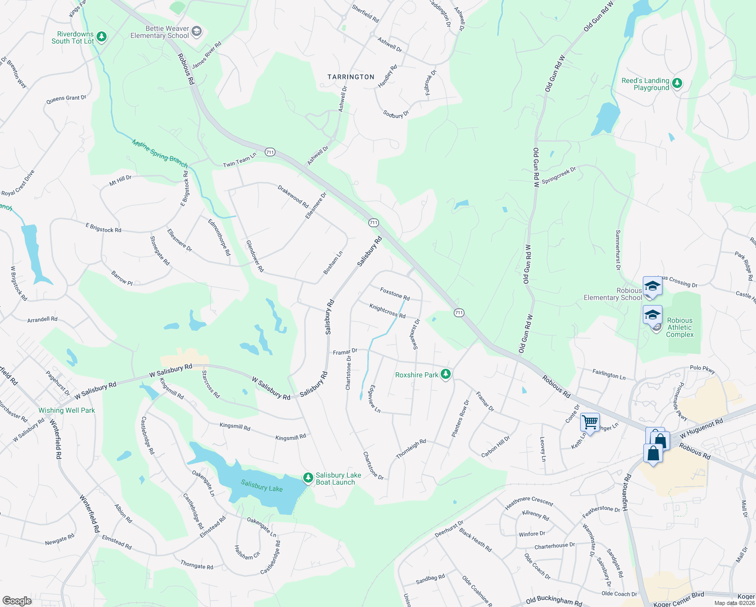map of restaurants, bars, coffee shops, grocery stores, and more near 12820 Knightcross Road in Midlothian