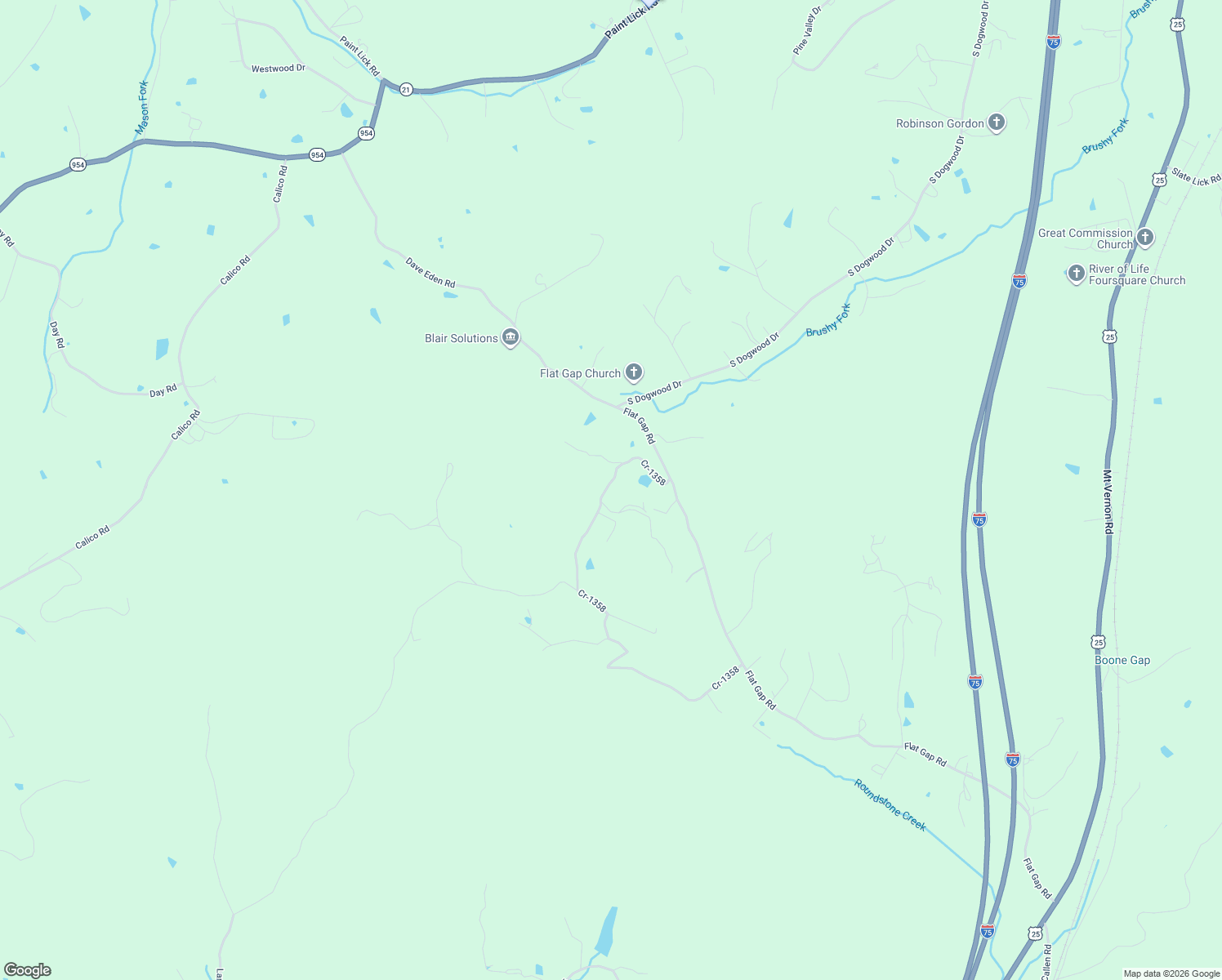map of restaurants, bars, coffee shops, grocery stores, and more near 294 Cr-1358 in Berea