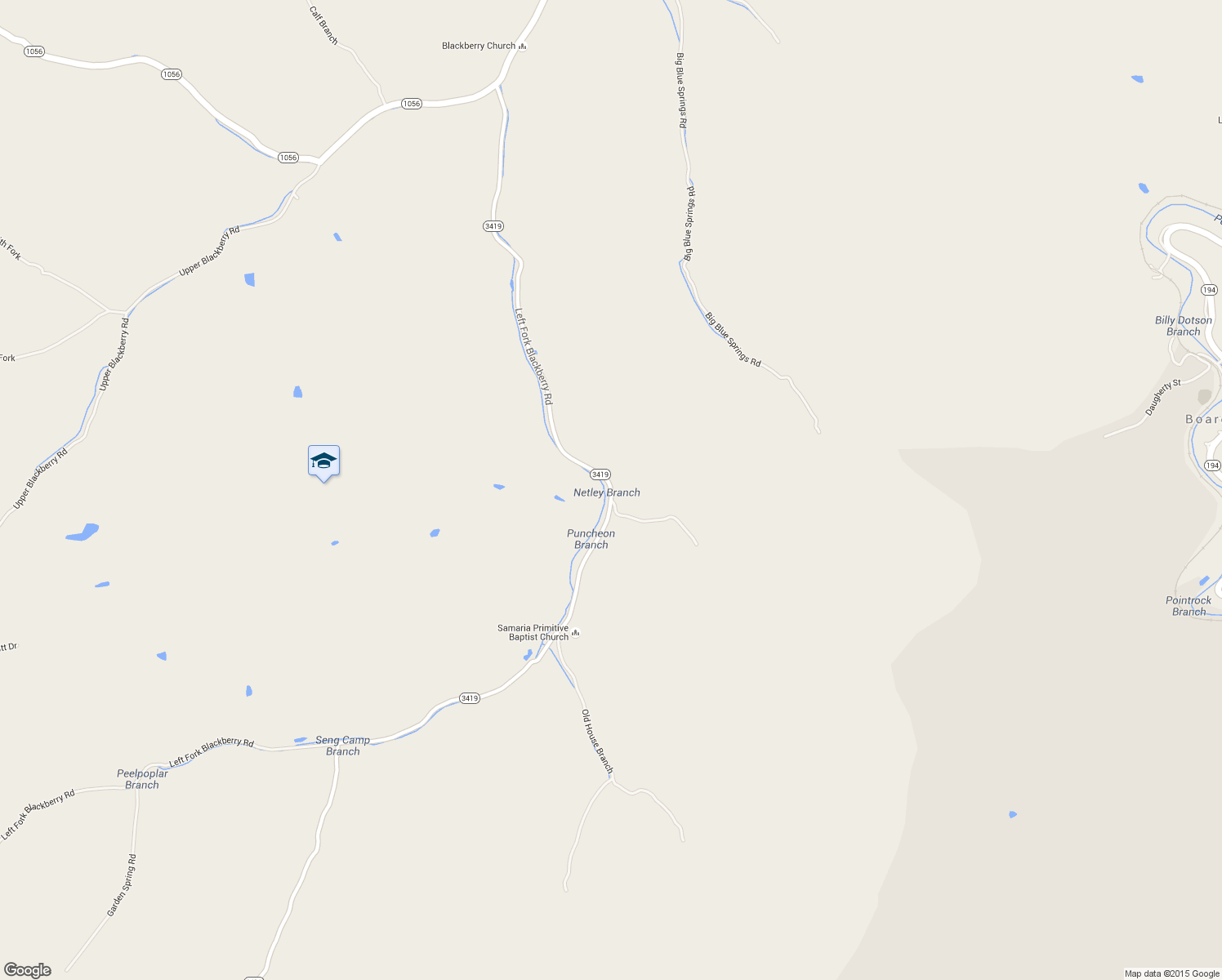 map of restaurants, bars, coffee shops, grocery stores, and more near 1198 Left Fork Blackberry Road in Ransom