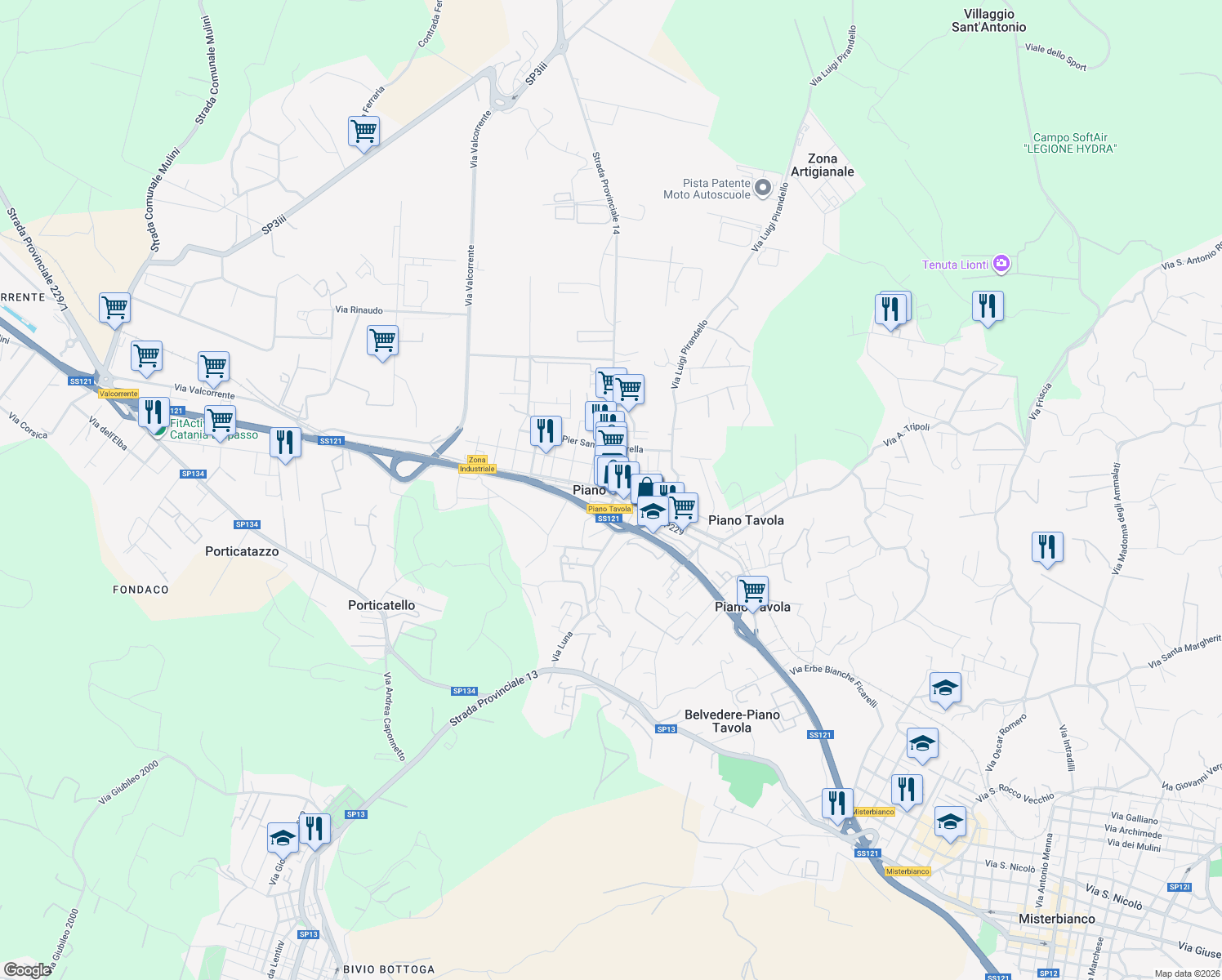 map of restaurants, bars, coffee shops, grocery stores, and more near in Piano Tavola