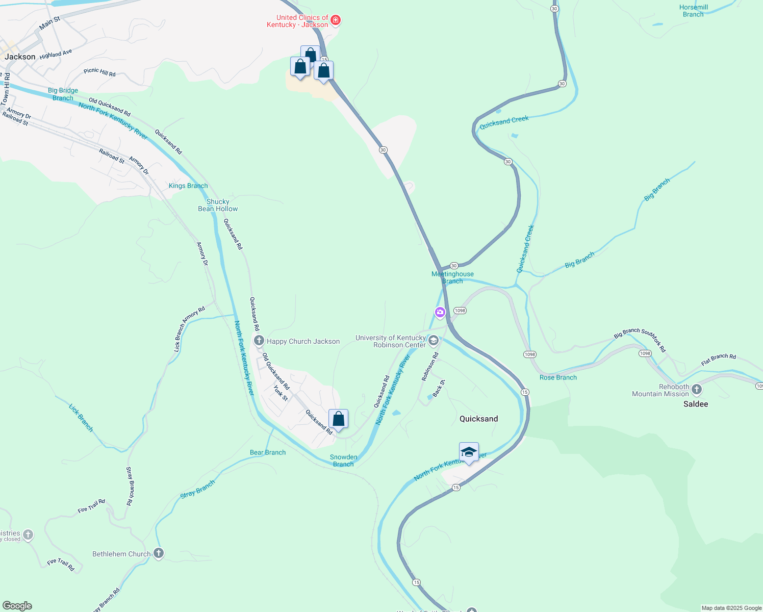 map of restaurants, bars, coffee shops, grocery stores, and more near 727 Snowden Branch Road in Jackson
