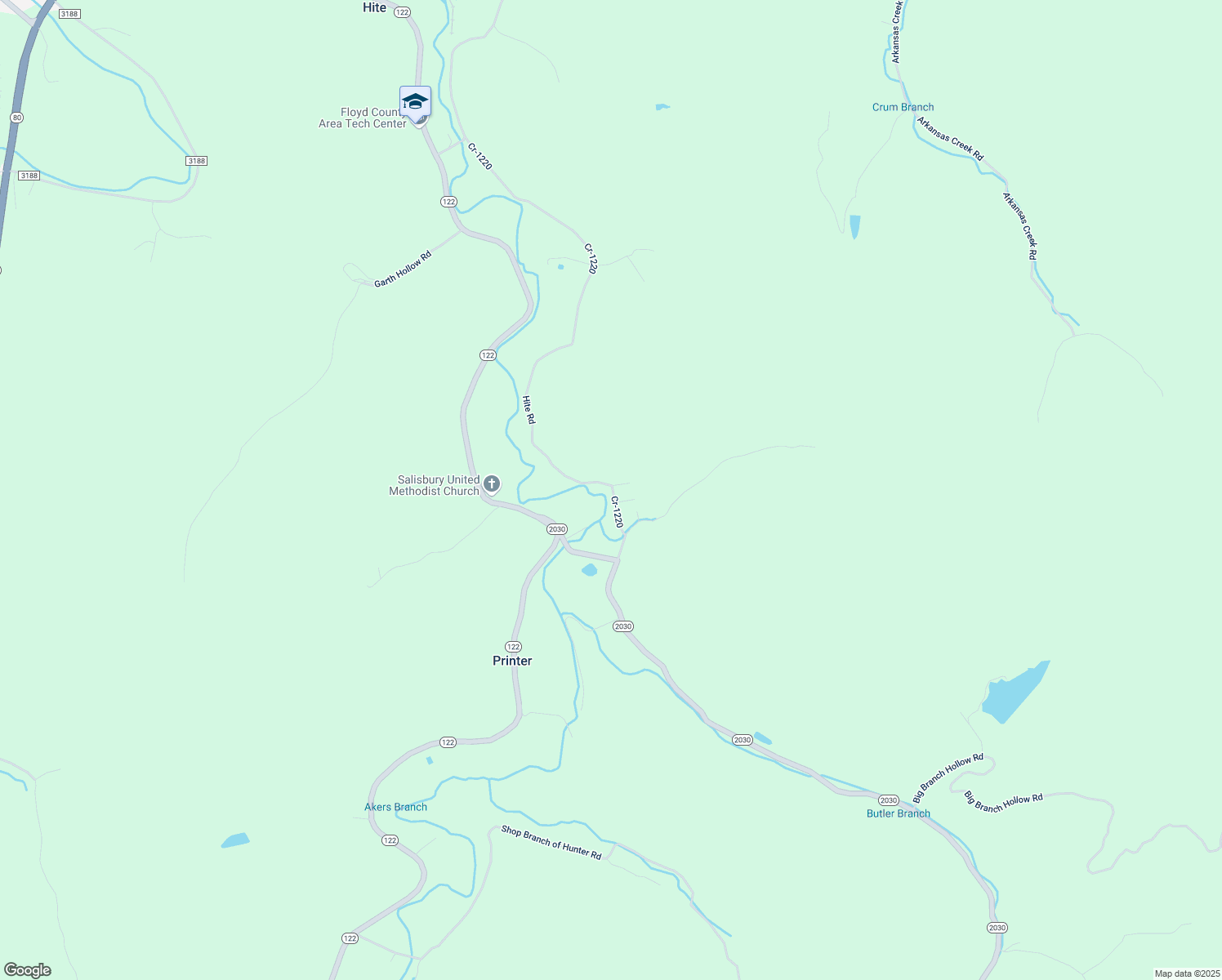 map of restaurants, bars, coffee shops, grocery stores, and more near Hite Road in Martin