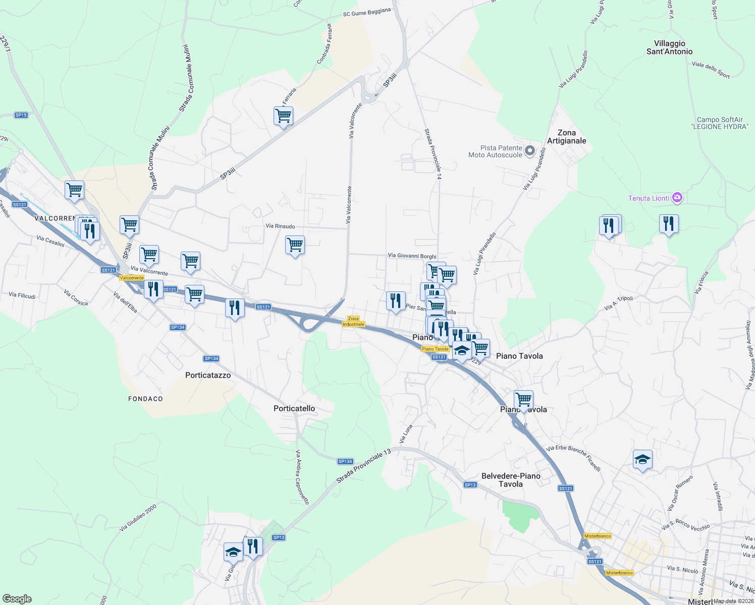 map of restaurants, bars, coffee shops, grocery stores, and more near 1 Via Seconda Strada Zona Industriale in Piano Tavola
