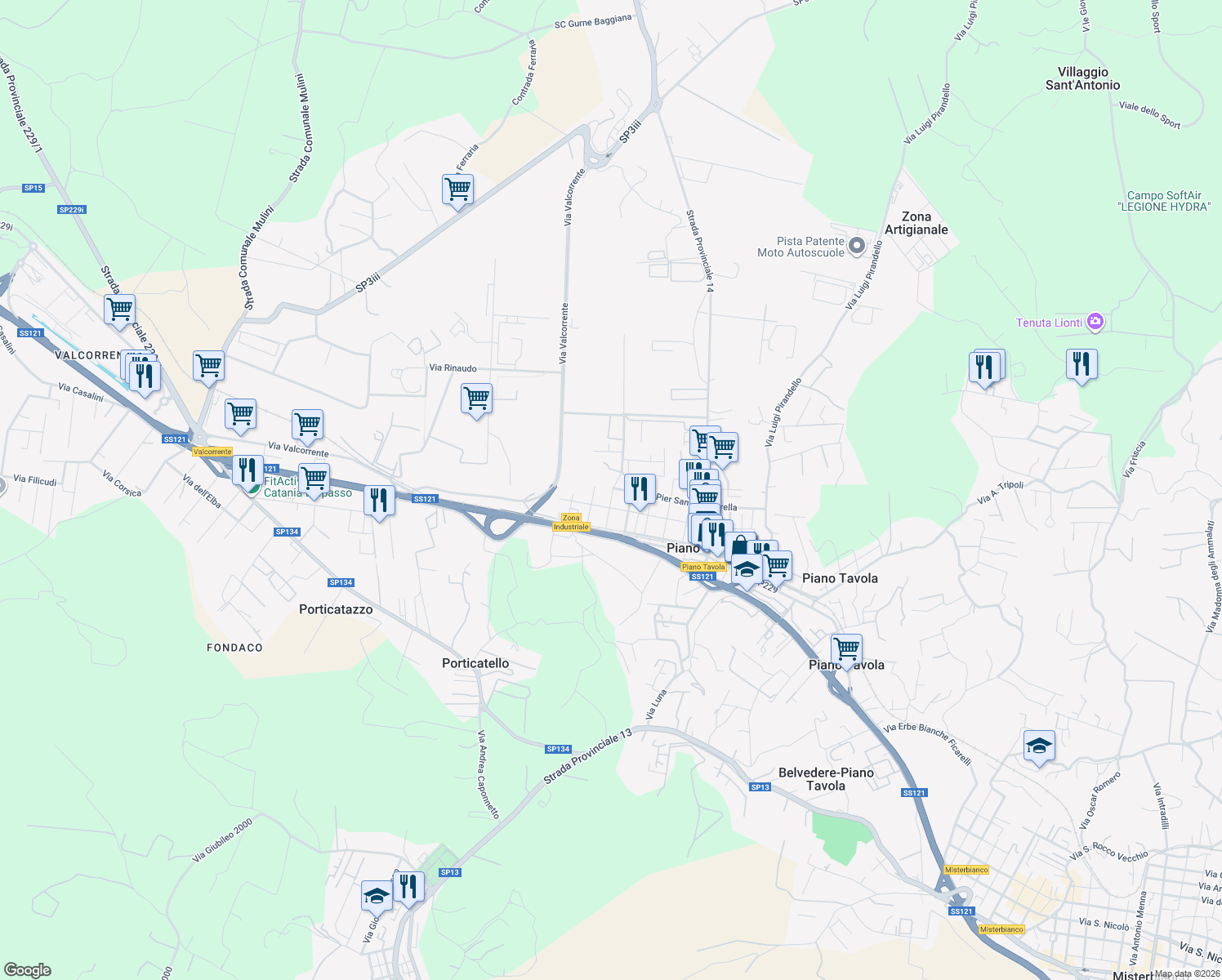 map of restaurants, bars, coffee shops, grocery stores, and more near 1 Via Seconda Strada Zona Industriale in Piano Tavola