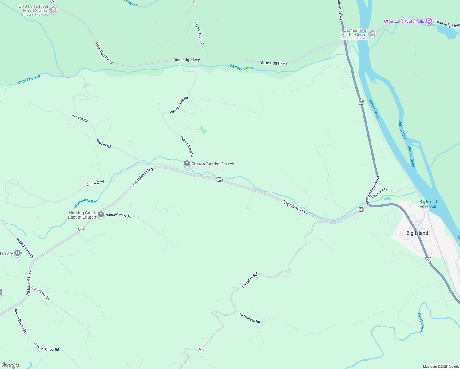map of restaurants, bars, coffee shops, grocery stores, and more near 16625 Big Island Highway in Big Island