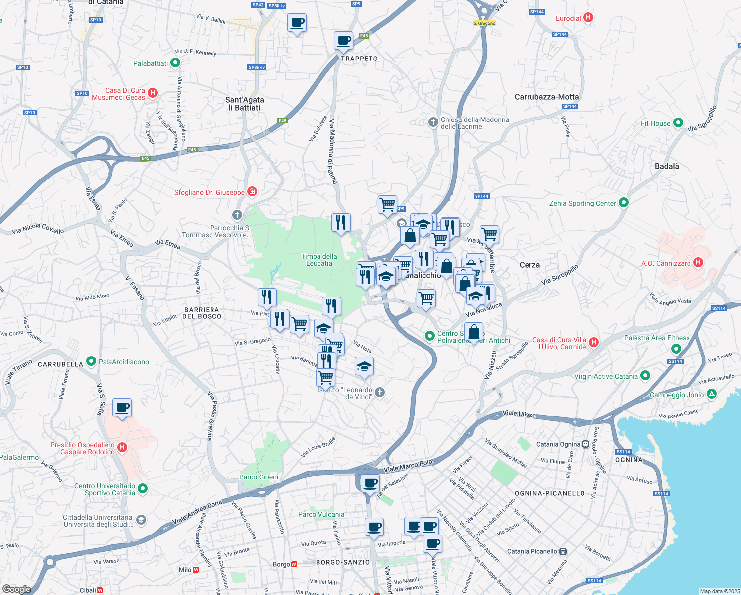 map of restaurants, bars, coffee shops, grocery stores, and more near 17 Via Carnazza in Canalicchio