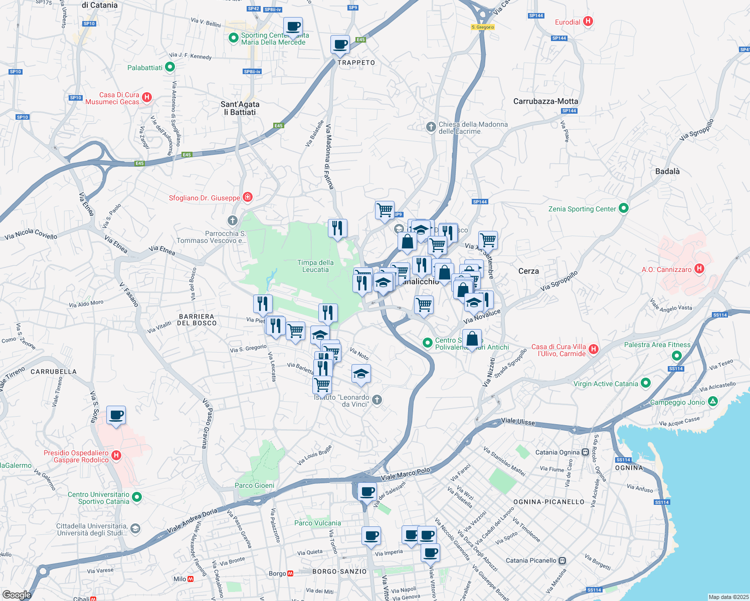 map of restaurants, bars, coffee shops, grocery stores, and more near 17 Via Carnazza in Canalicchio
