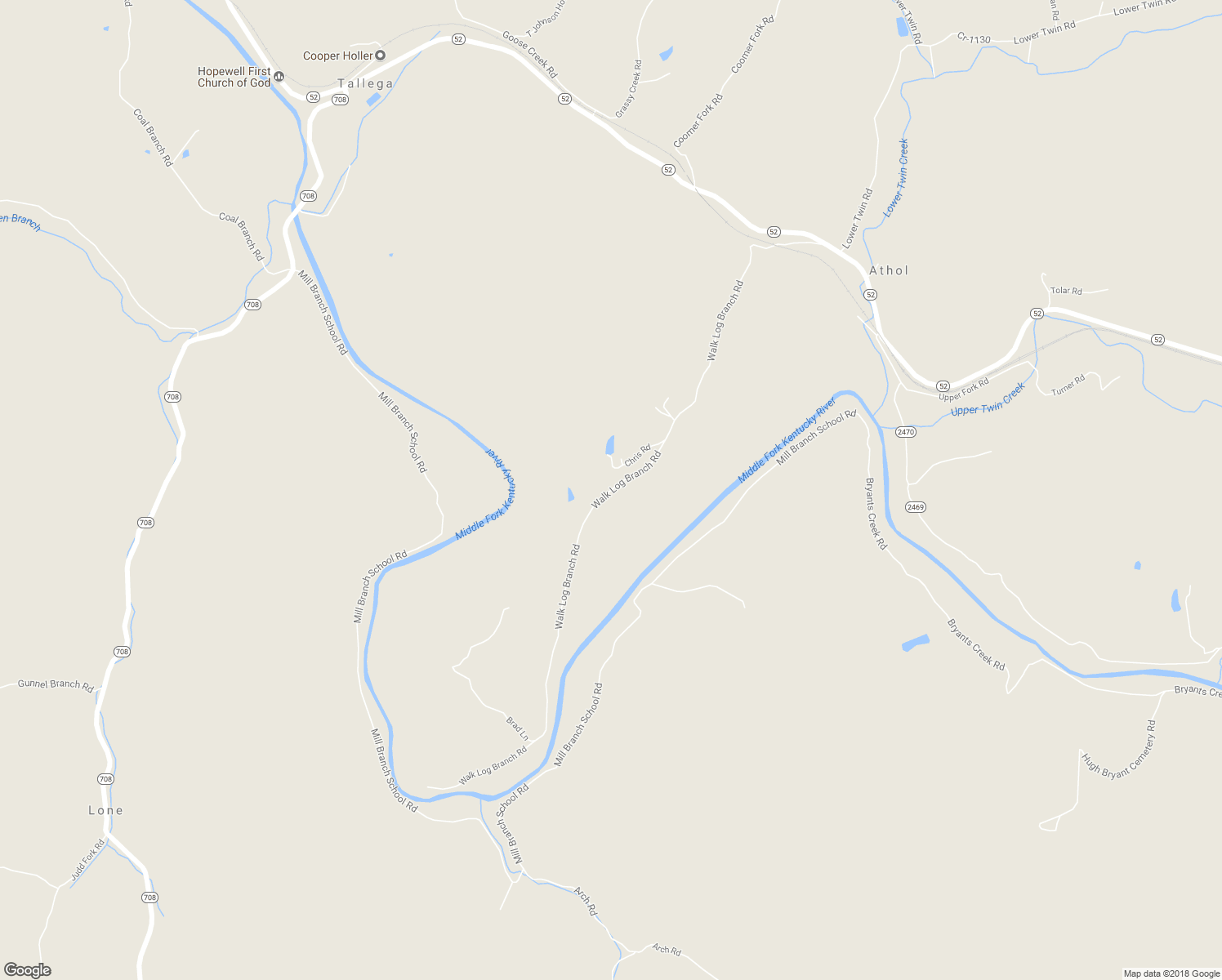 map of restaurants, bars, coffee shops, grocery stores, and more near Walk Log Branch Road in Beattyville