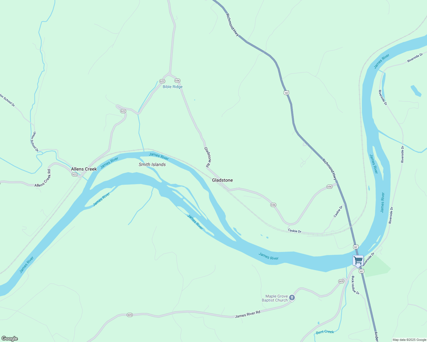 map of restaurants, bars, coffee shops, grocery stores, and more near 947 Gladstone Road in Gladstone