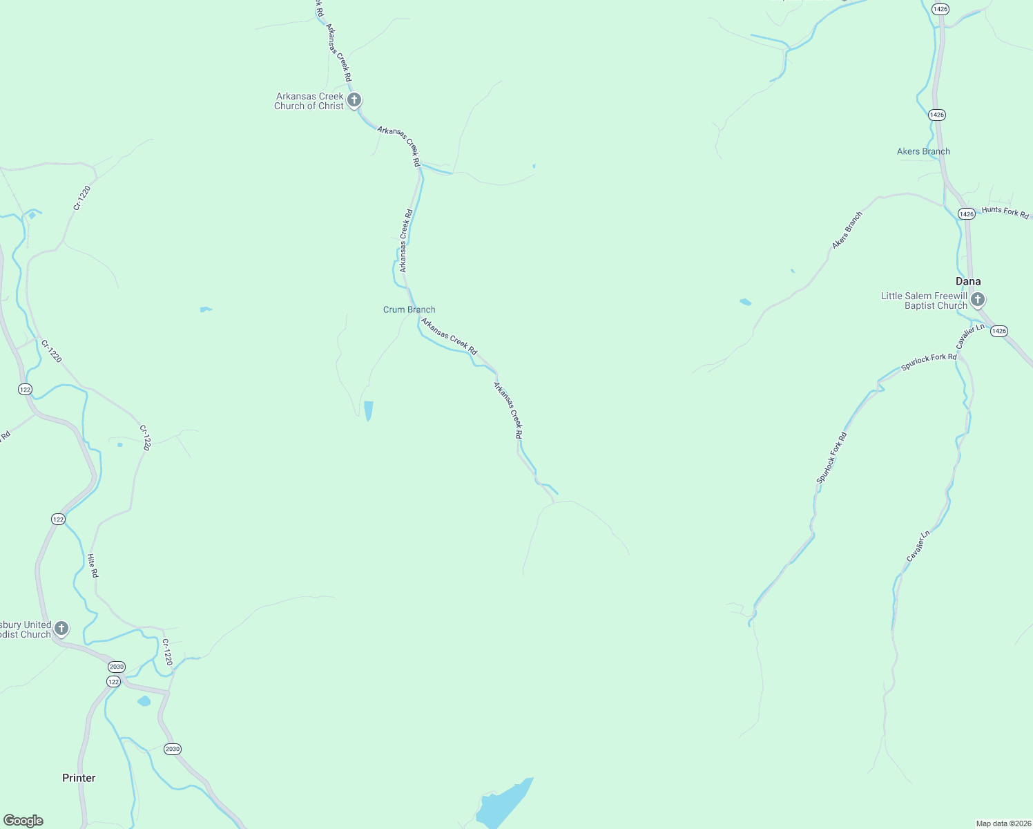 map of restaurants, bars, coffee shops, grocery stores, and more near 2664 Arkansas Creek Road in Martin