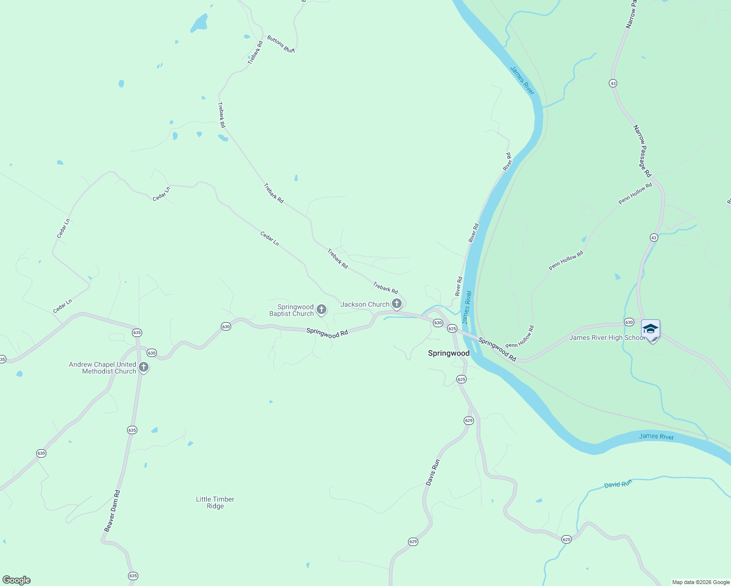map of restaurants, bars, coffee shops, grocery stores, and more near 199-501 Trebark Road in Buchanan