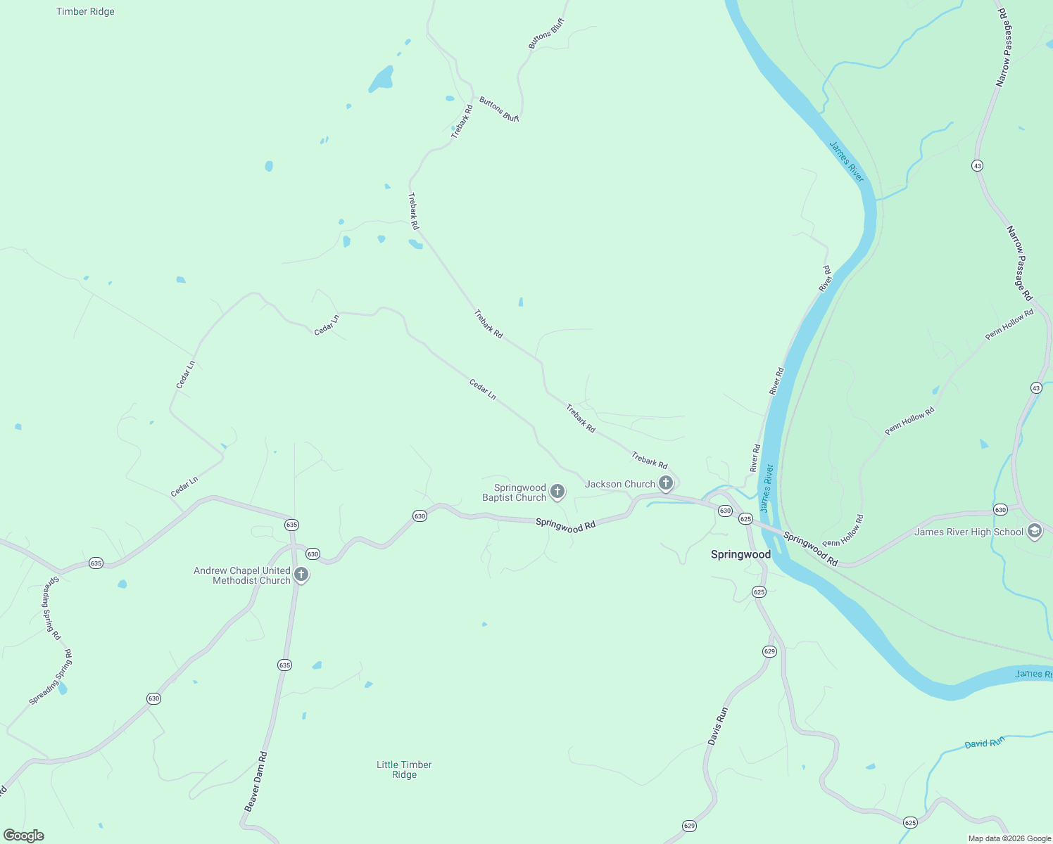 map of restaurants, bars, coffee shops, grocery stores, and more near 2184 Cedar Lane in Buchanan