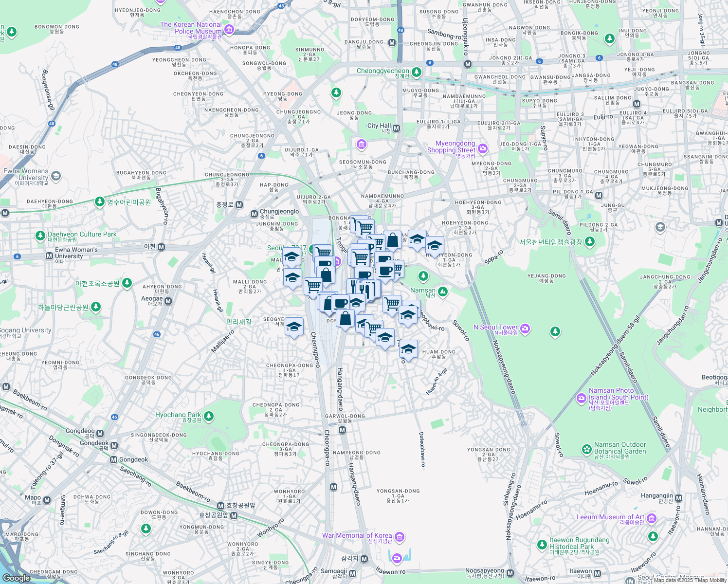 map of restaurants, bars, coffee shops, grocery stores, and more near in 