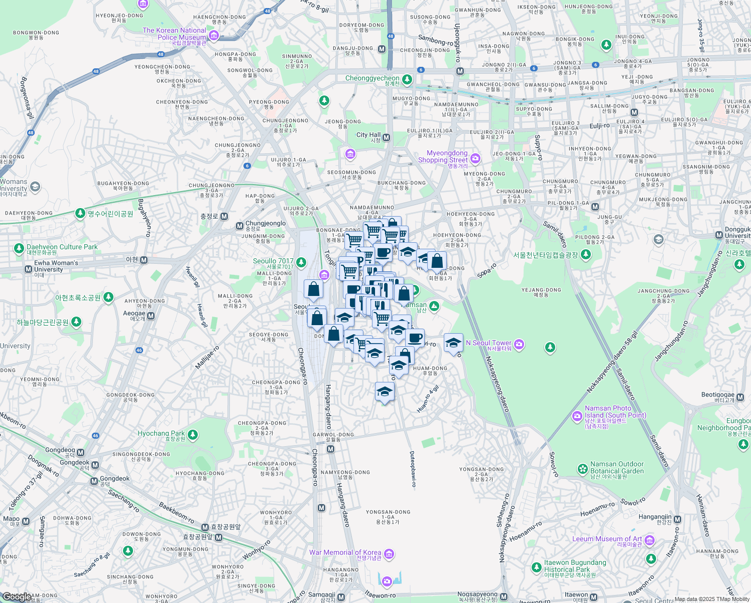 map of restaurants, bars, coffee shops, grocery stores, and more near in 