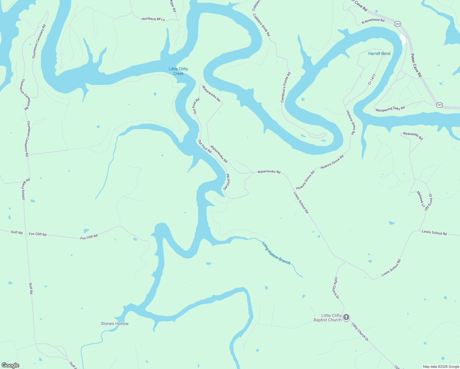 map of restaurants, bars, coffee shops, grocery stores, and more near Out Post Road in Leitchfield