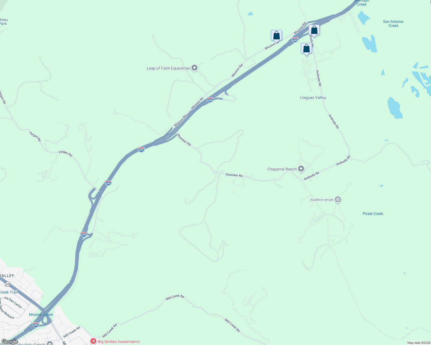 map of restaurants, bars, coffee shops, grocery stores, and more near 5055 Sheridan Rd in Sunol