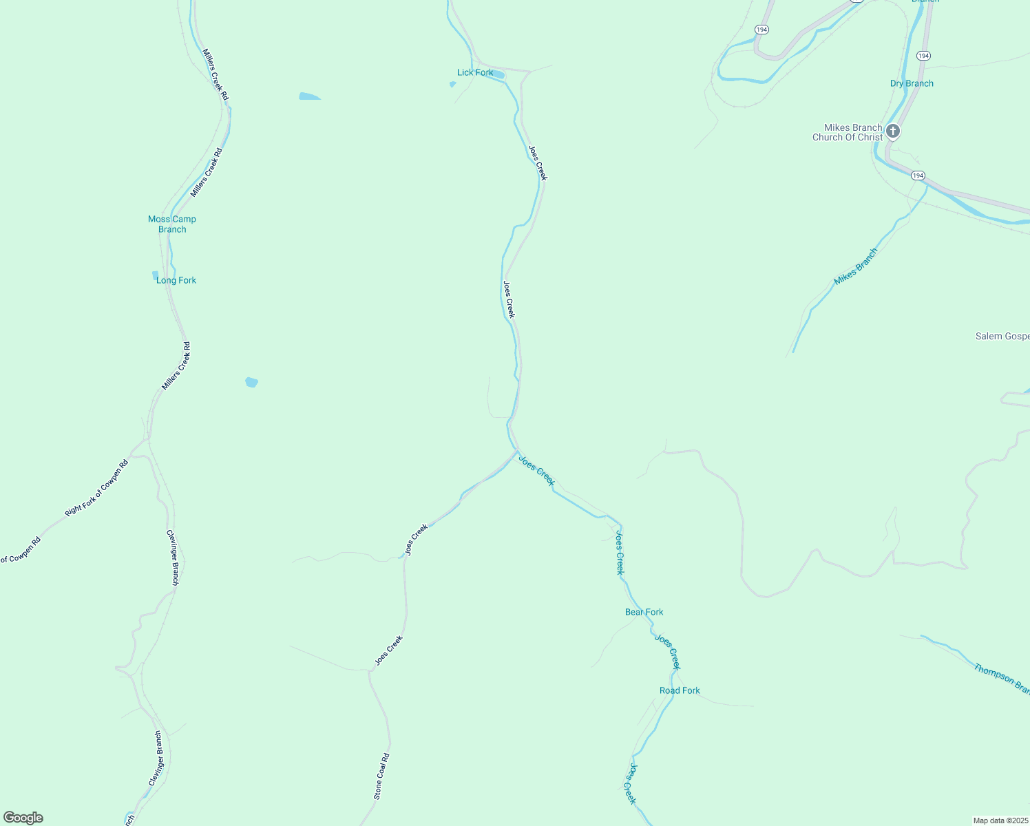 map of restaurants, bars, coffee shops, grocery stores, and more near 5331 Joes Creek in Pikeville