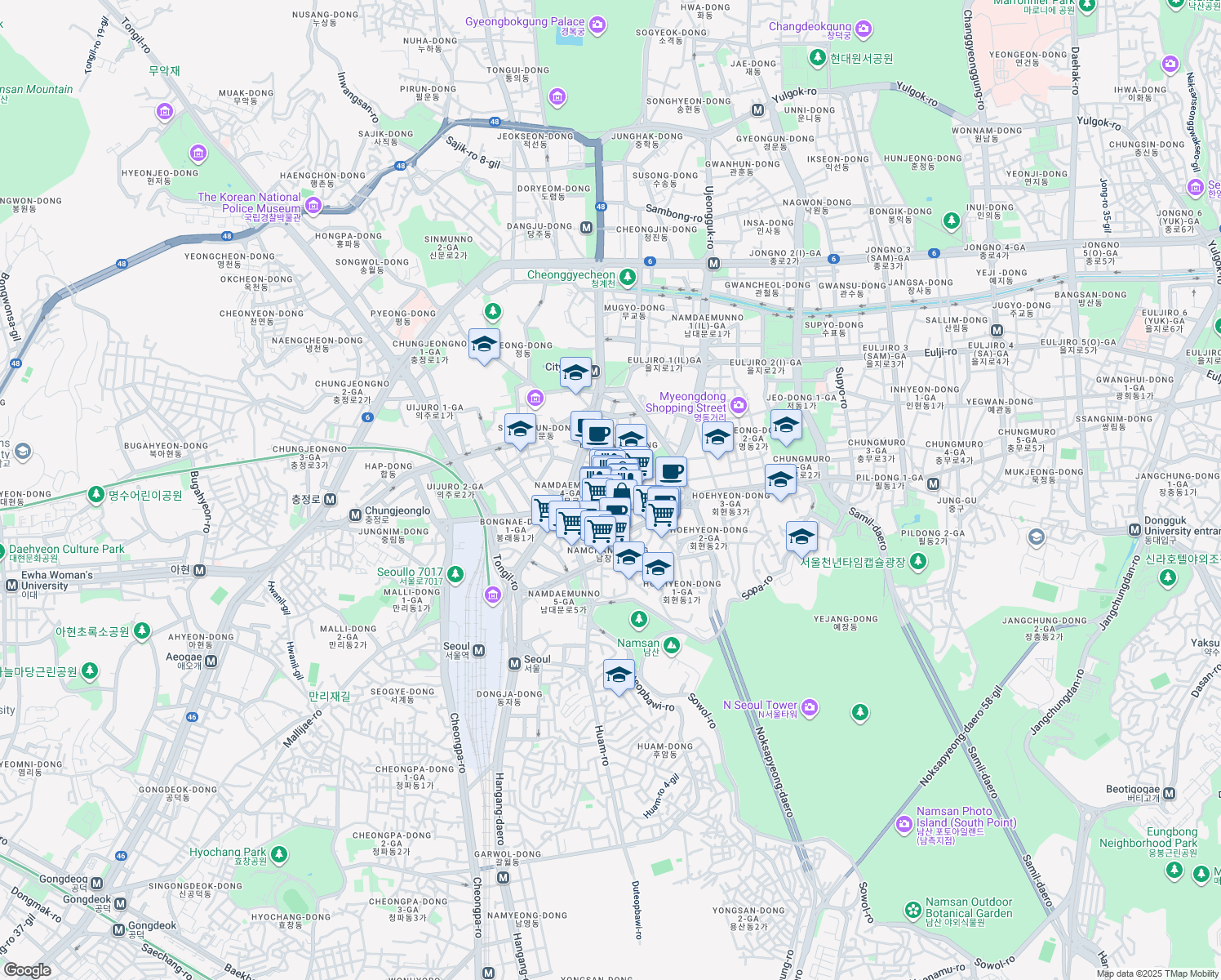 map of restaurants, bars, coffee shops, grocery stores, and more near in 