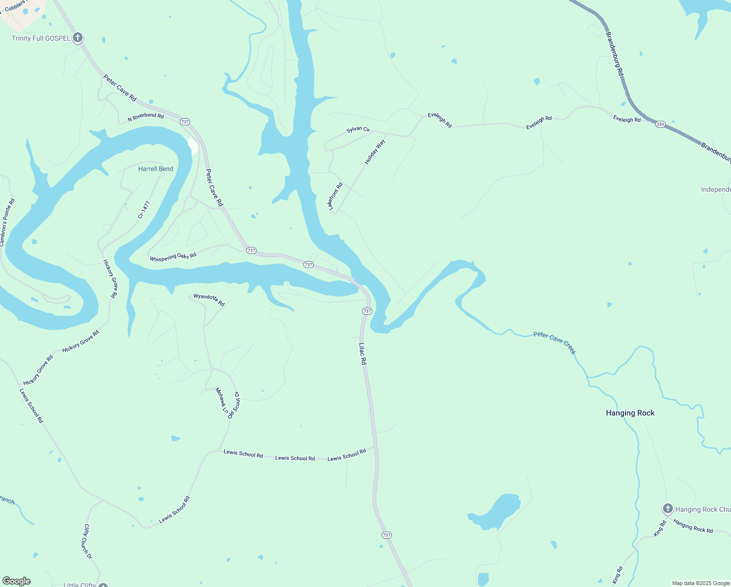 map of restaurants, bars, coffee shops, grocery stores, and more near in Hanging Rock