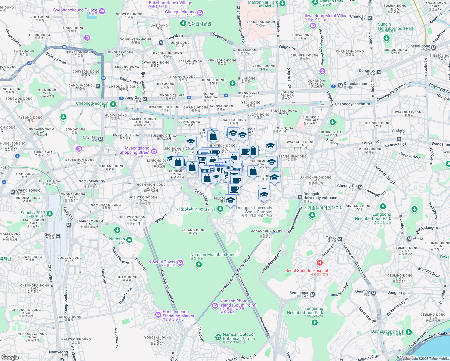 map of restaurants, bars, coffee shops, grocery stores, and more near in 